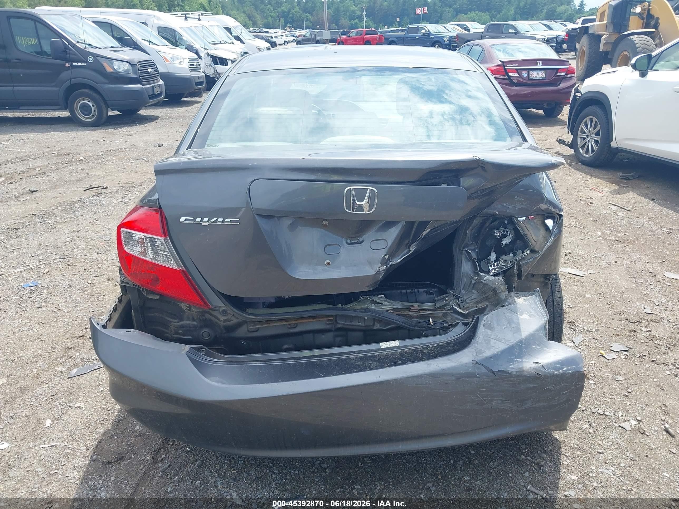 2012 Honda Civic Lx Gray vin: 2HGFB2F54CH597433
