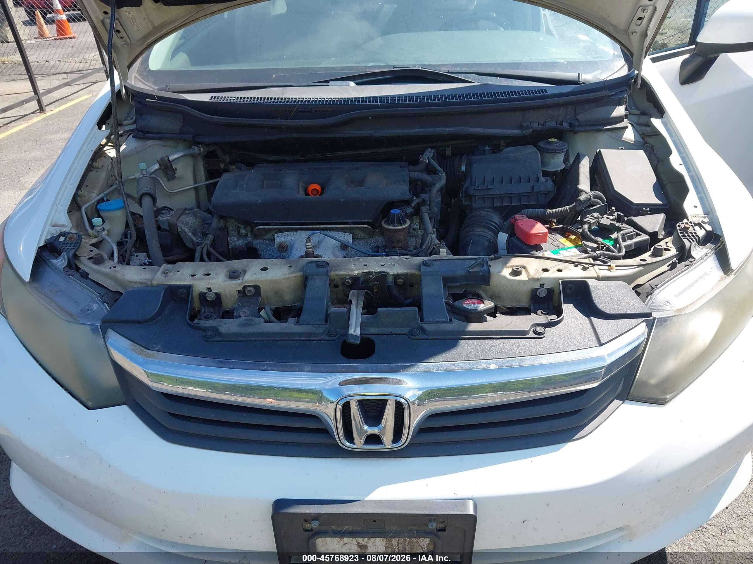 2012 Honda Civic Lx White vin: 2HGFB2F54CH600153