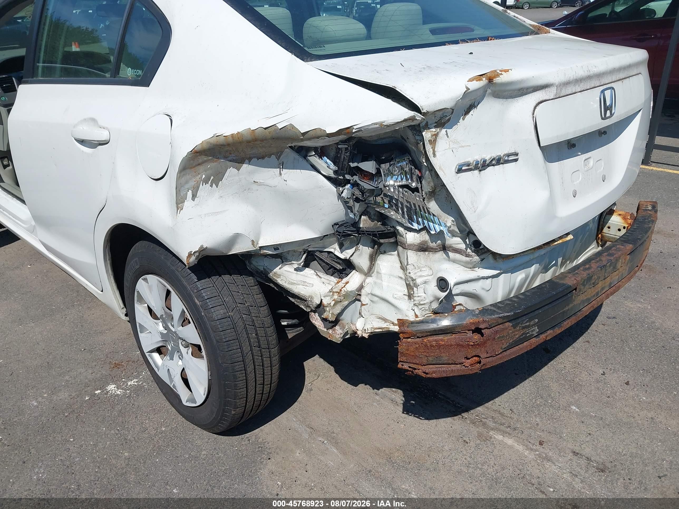 2012 Honda Civic Lx White vin: 2HGFB2F54CH600153