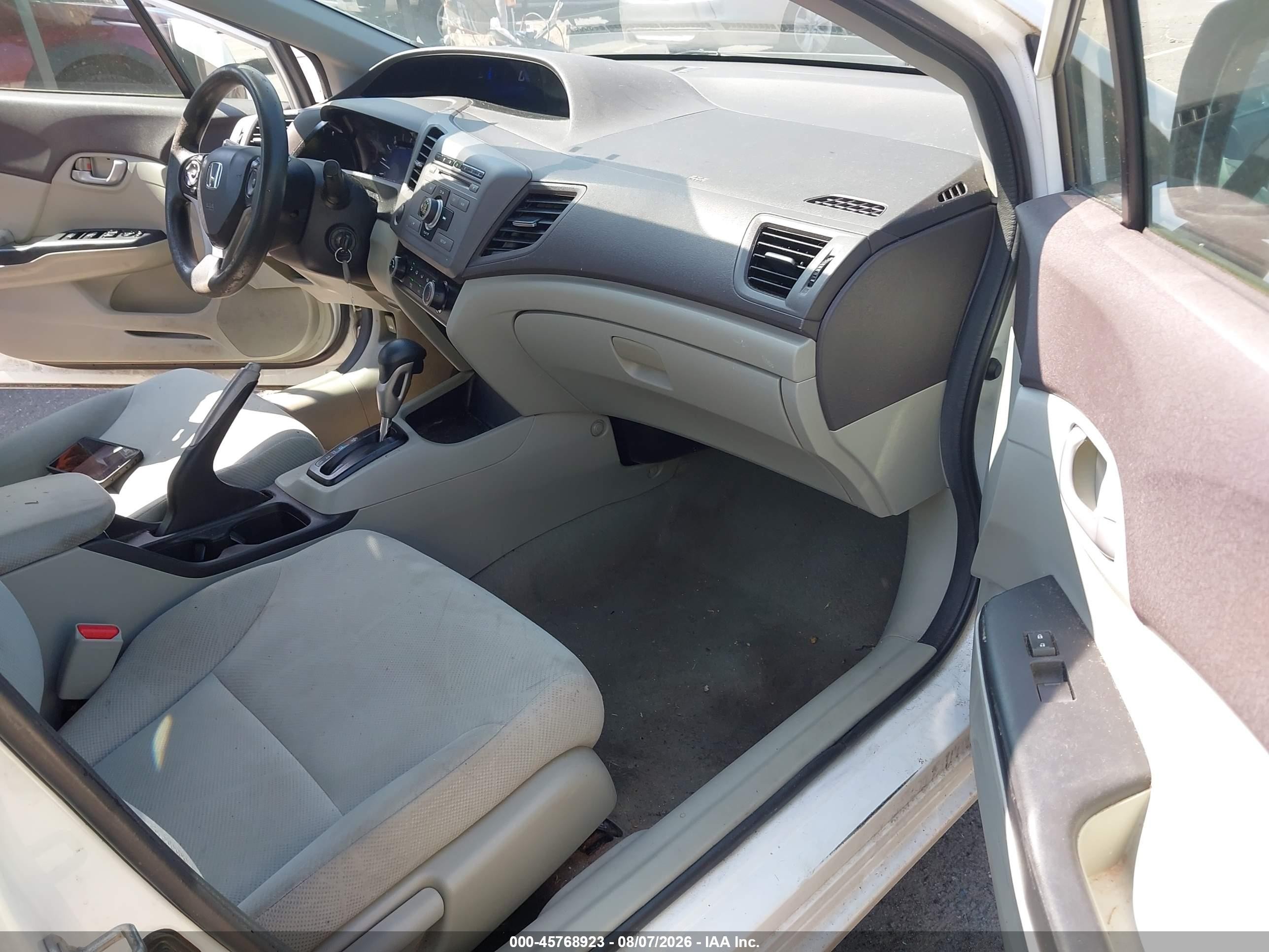 2012 Honda Civic Lx White vin: 2HGFB2F54CH600153