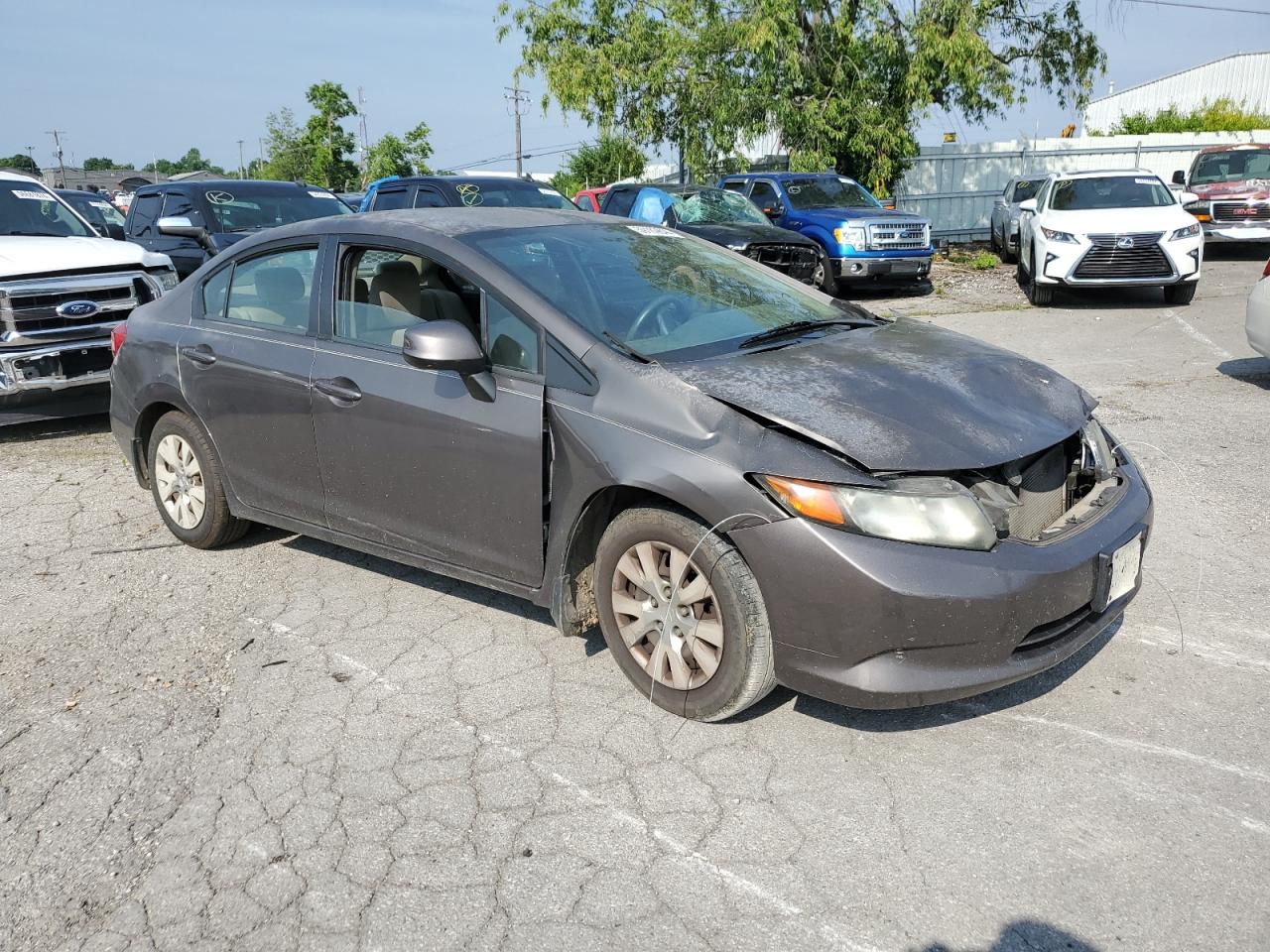 2012 Honda Civic Lx Gray vin: 2HGFB2F54CH601108