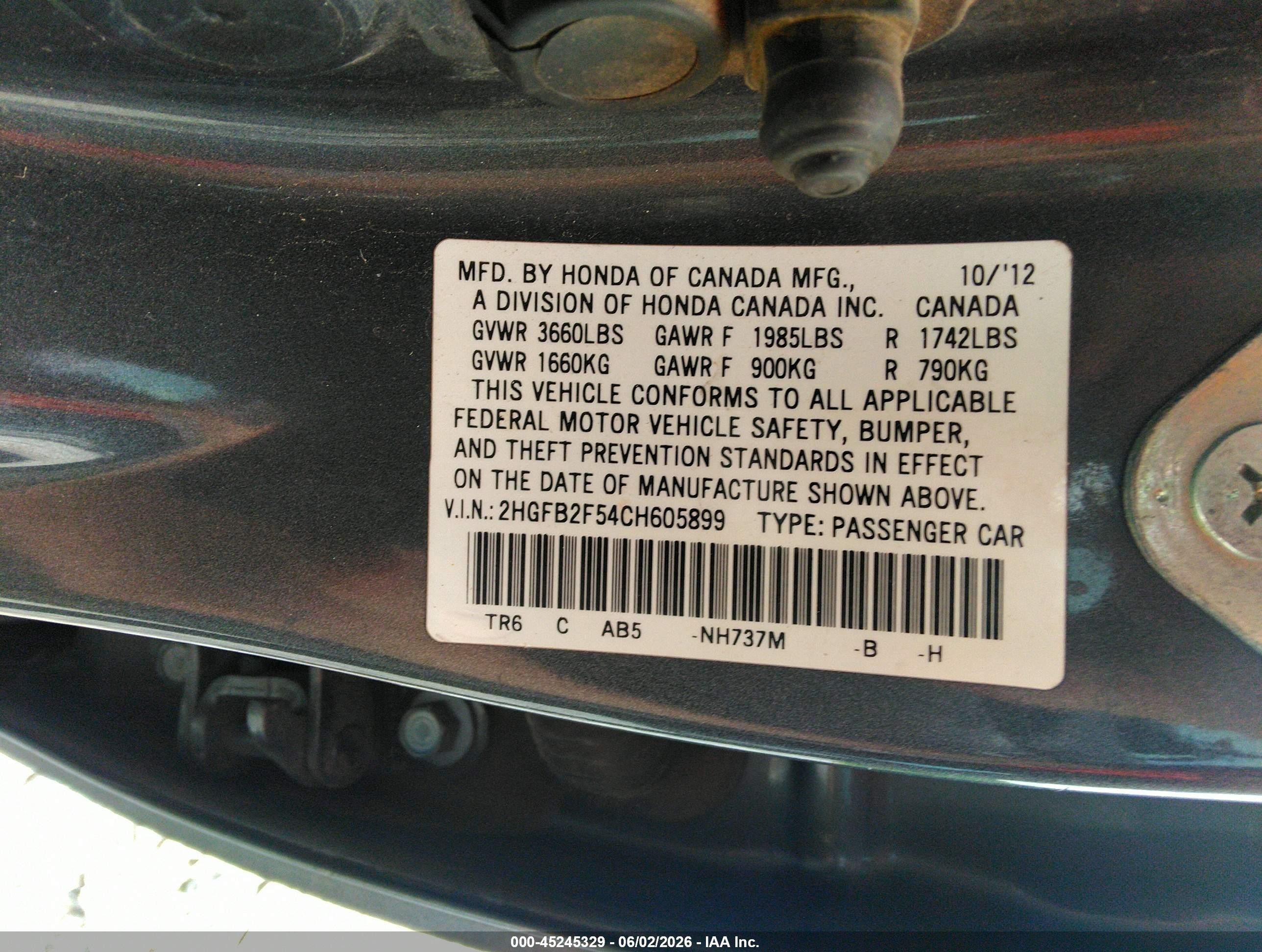 2012 Honda Civic Lx Silver vin: 2HGFB2F54CH605899