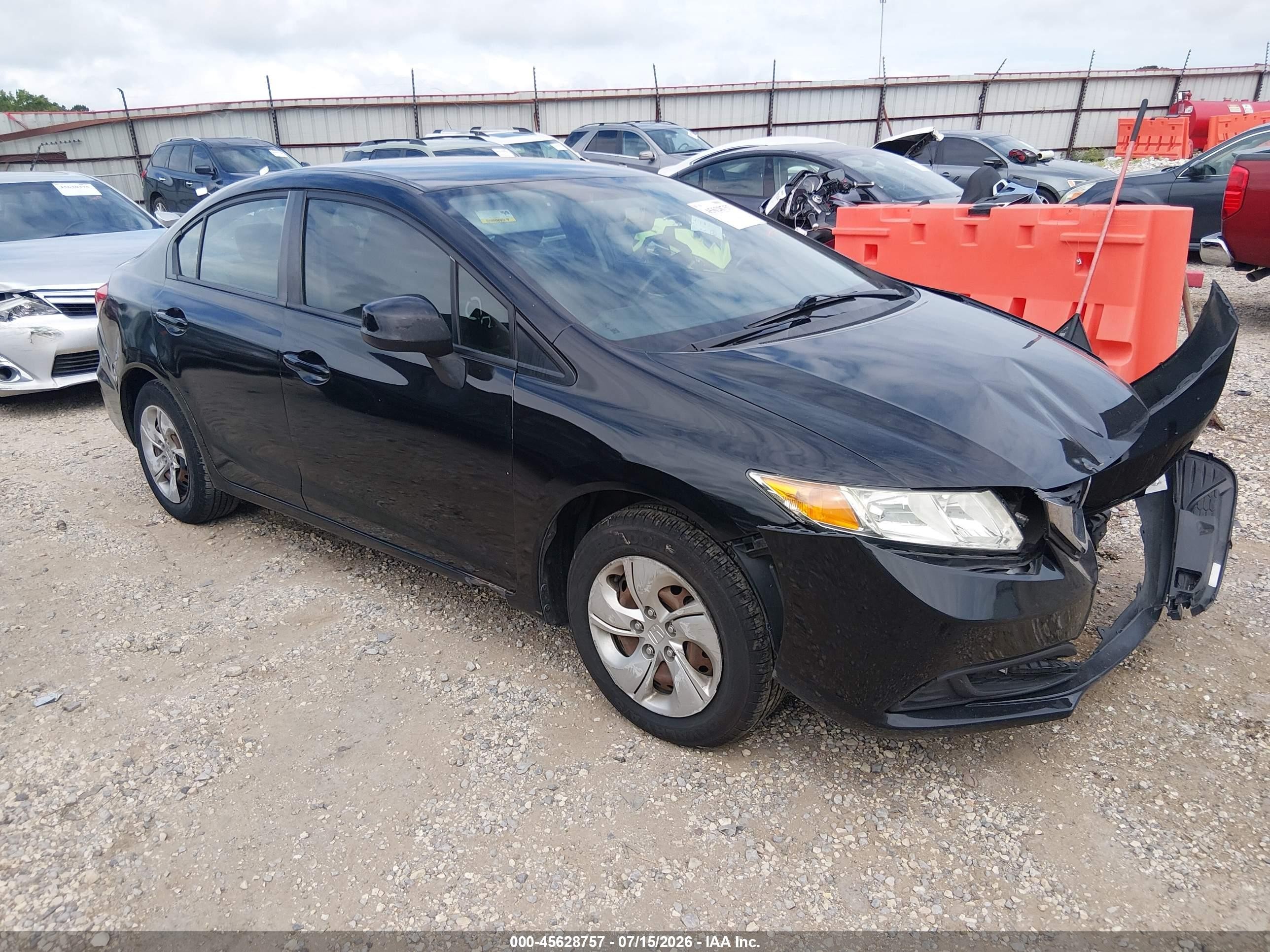 2013 Honda Civic Lx Black vin: 2HGFB2F54DH300386