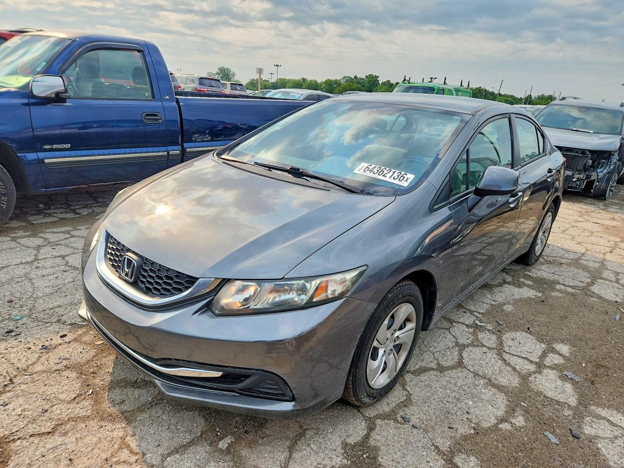2013 Honda Civic Lx Gray vin: 2HGFB2F54DH300470