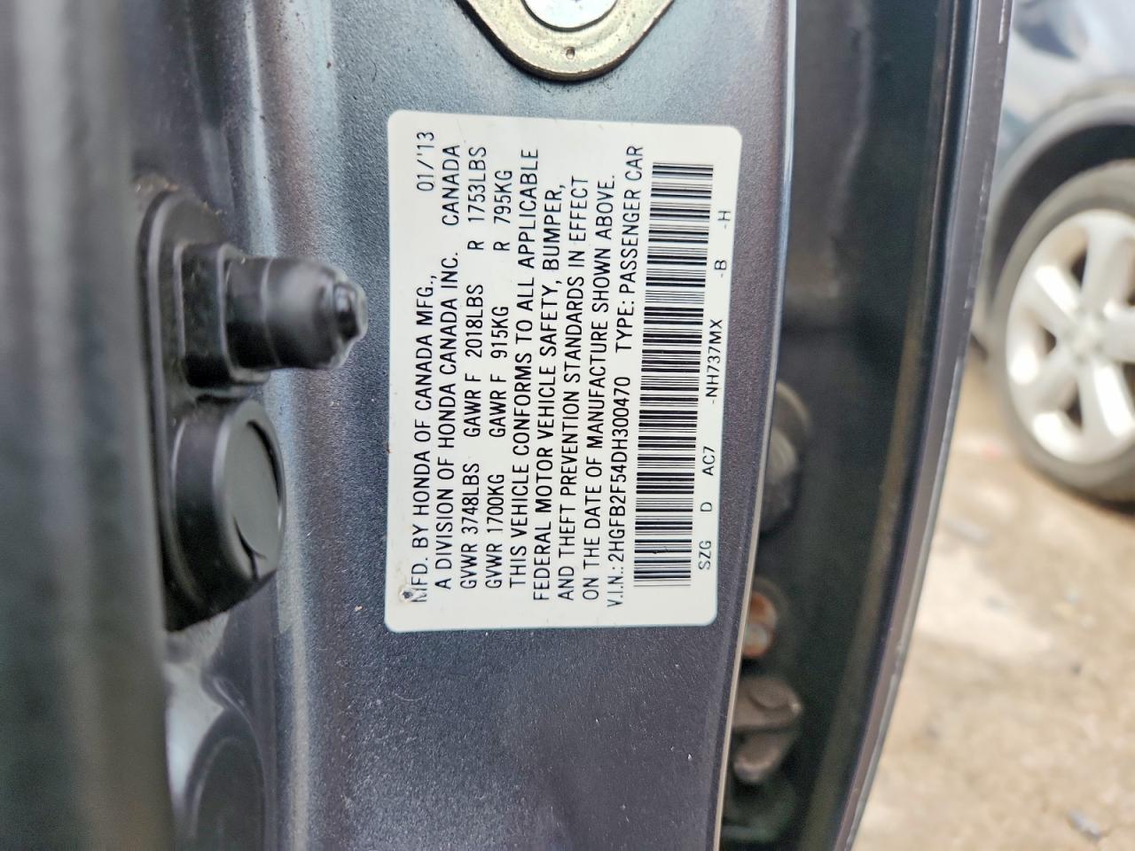 2013 Honda Civic Lx Gray vin: 2HGFB2F54DH300470