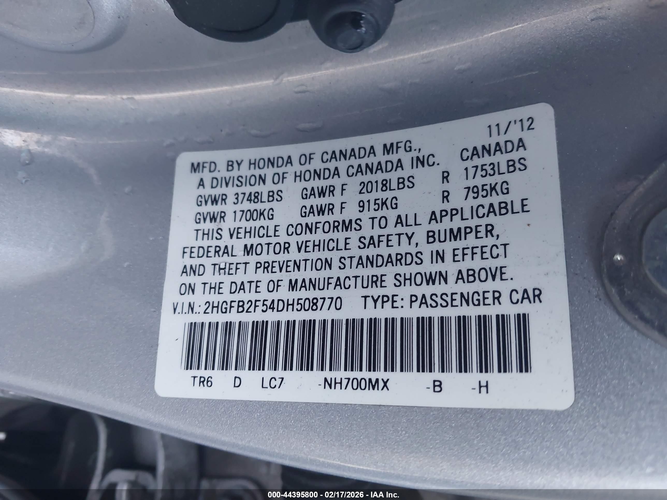 2013 Honda Civic Lx Silver vin: 2HGFB2F54DH508770