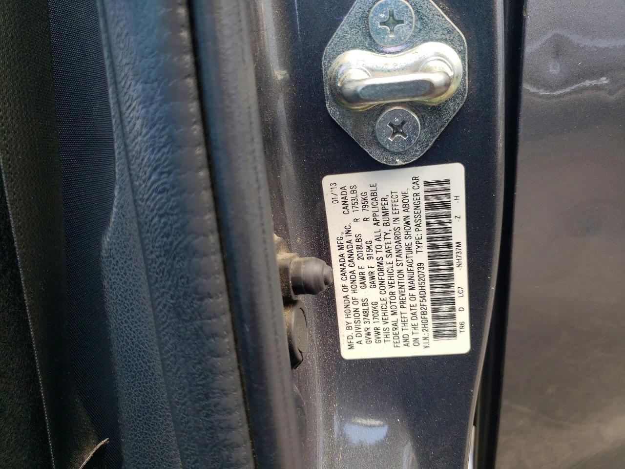2013 Honda Civic Lx Silver vin: 2HGFB2F54DH520739