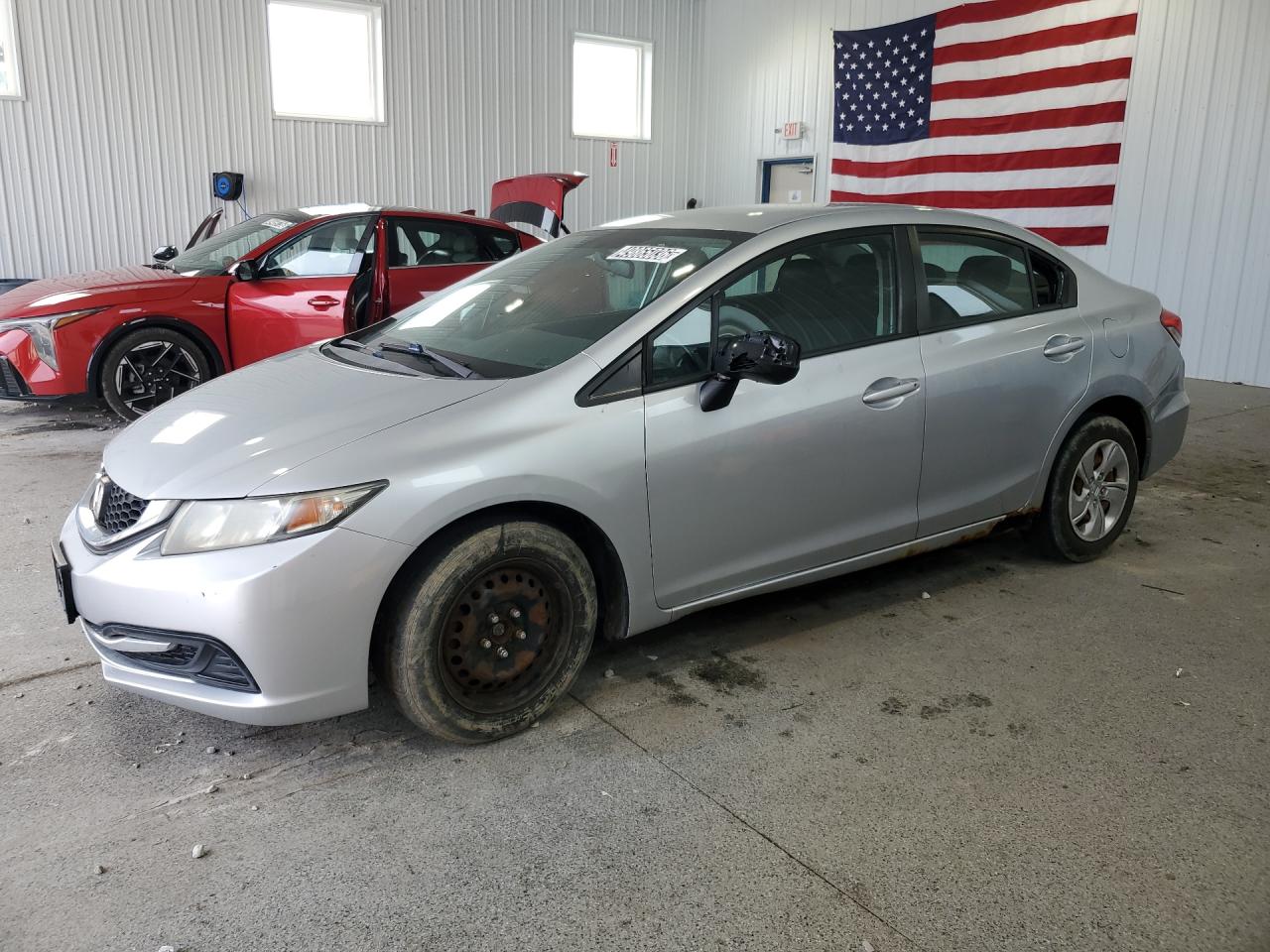 2013 Honda Civic Lx Silver vin: 2HGFB2F54DH536360 Damage: Left Front Fender, Dent(S) W/No Paint Dmg, 1/2 To 1 Inch