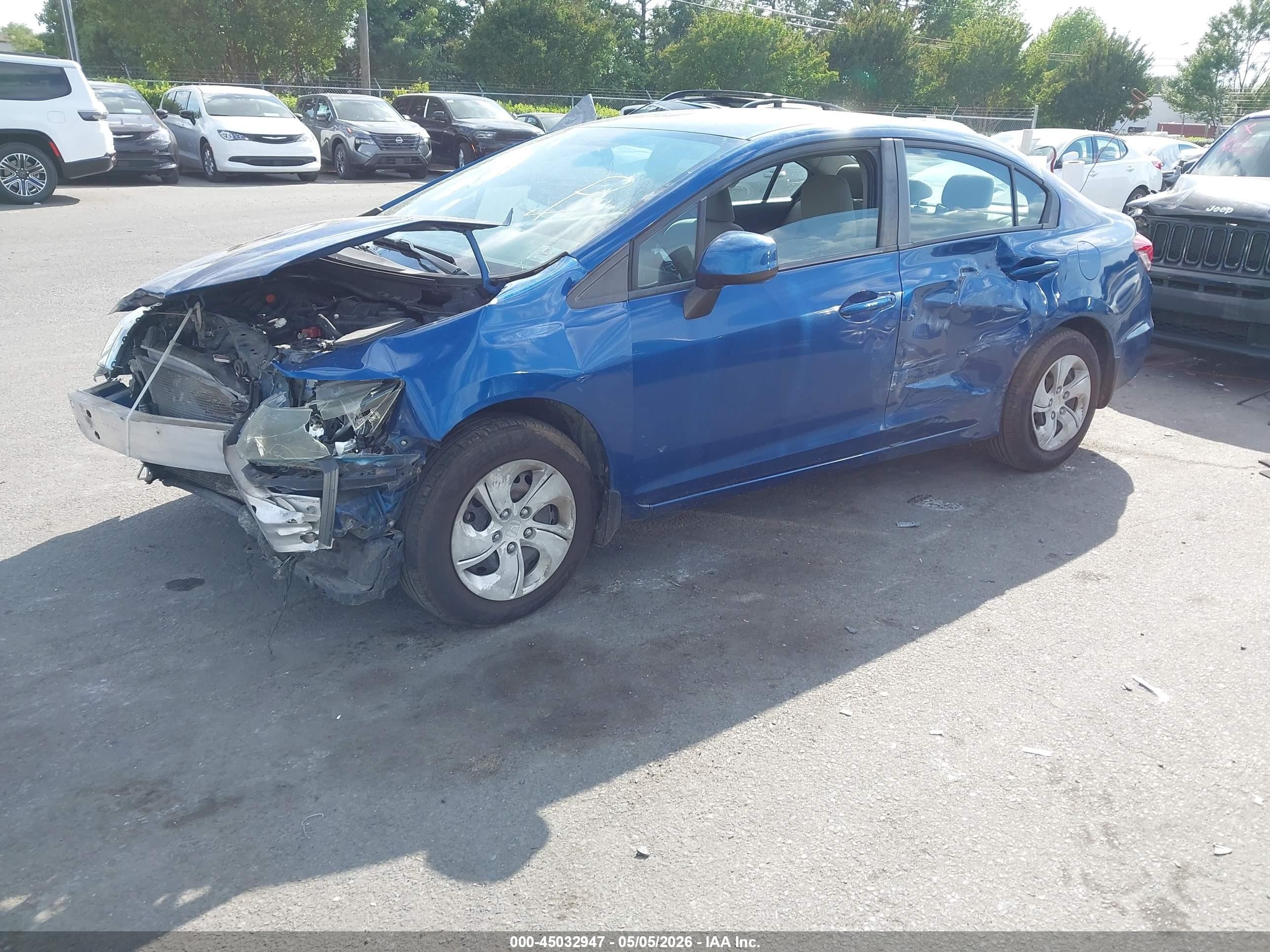 2013 Honda Civic Lx Blue vin: 2HGFB2F54DH560772