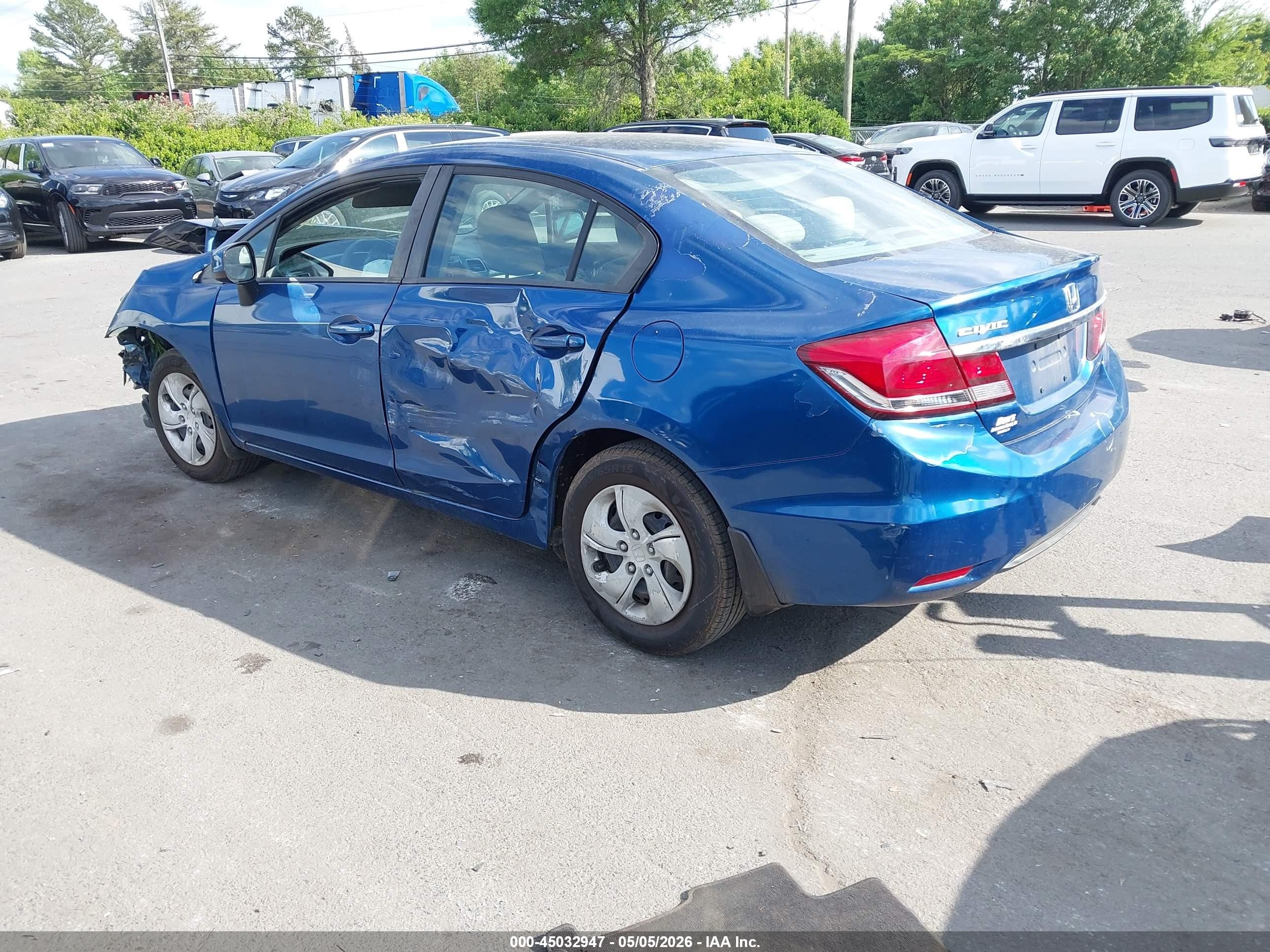2013 Honda Civic Lx Blue vin: 2HGFB2F54DH560772