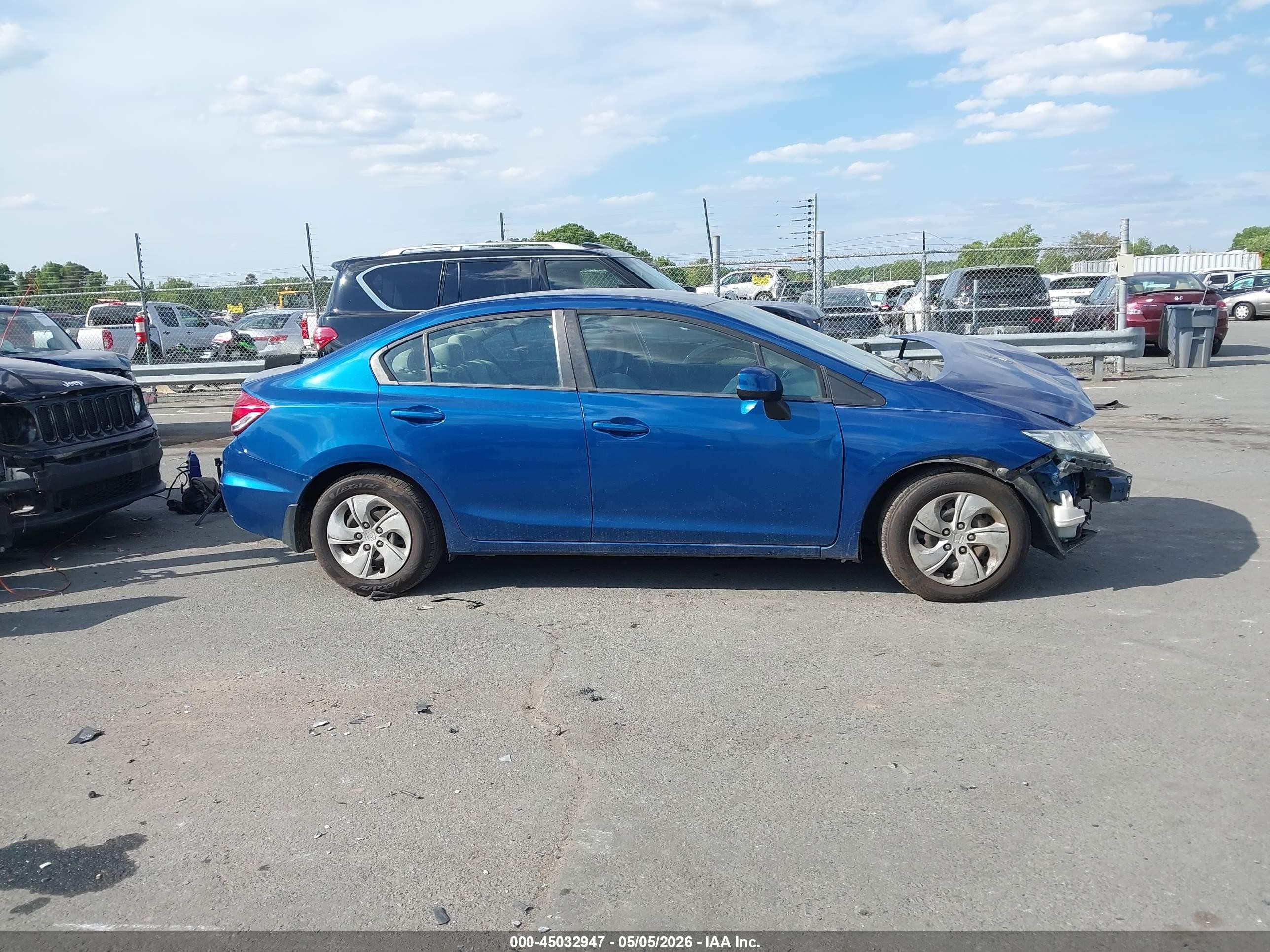 2013 Honda Civic Lx Blue vin: 2HGFB2F54DH560772