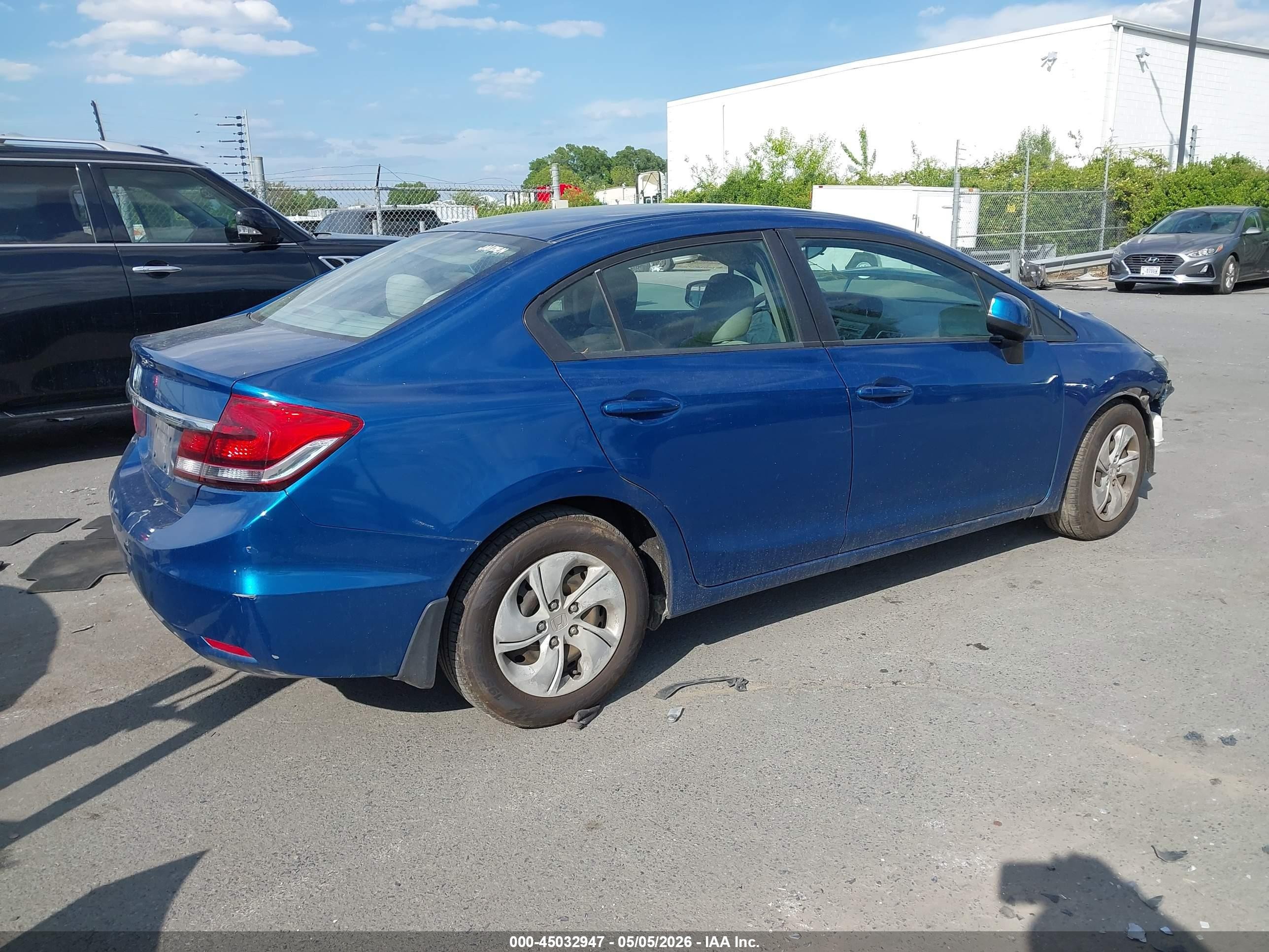 2013 Honda Civic Lx Blue vin: 2HGFB2F54DH560772