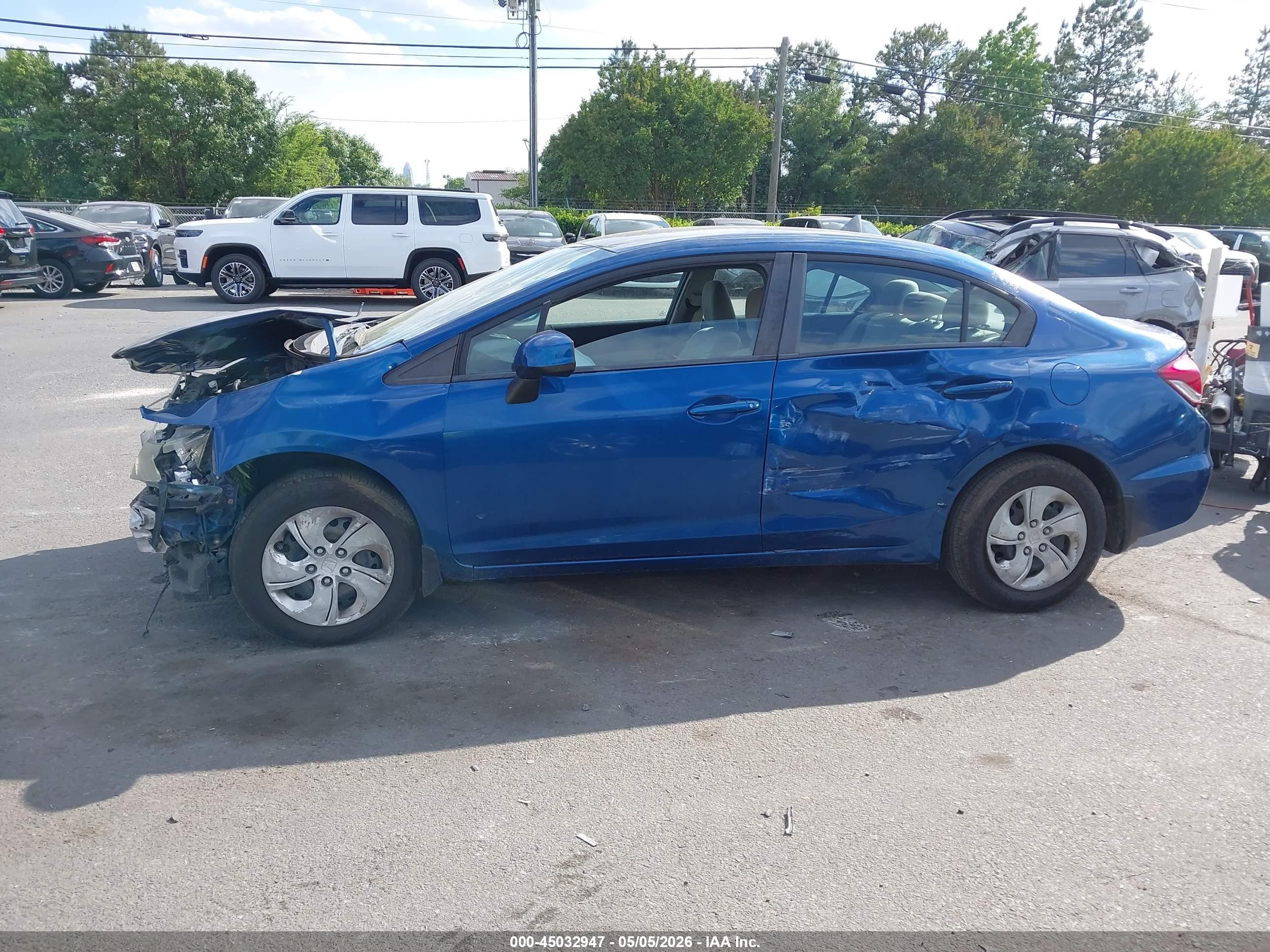 2013 Honda Civic Lx Blue vin: 2HGFB2F54DH560772