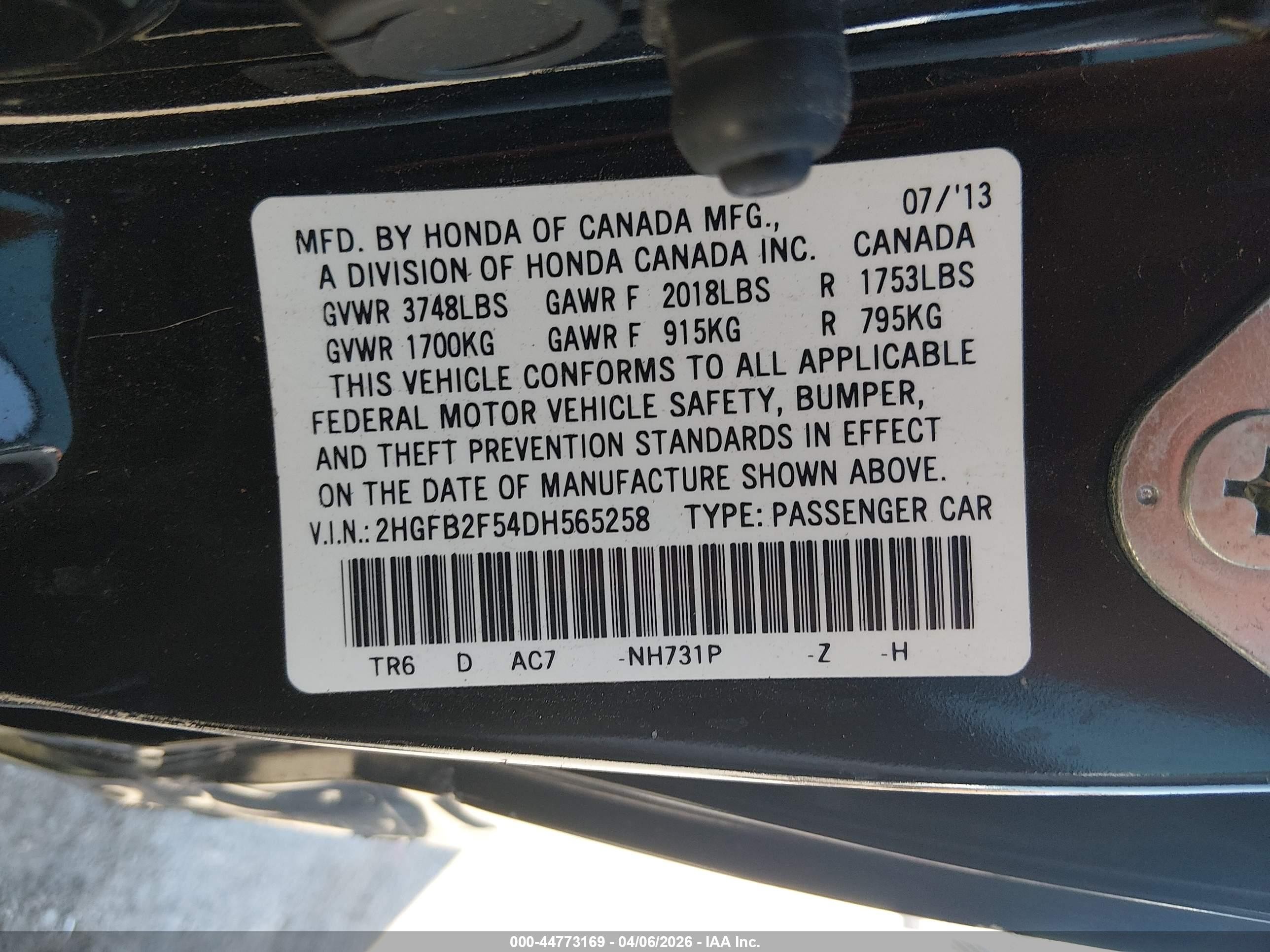 2013 Honda Civic Lx Black vin: 2HGFB2F54DH565258