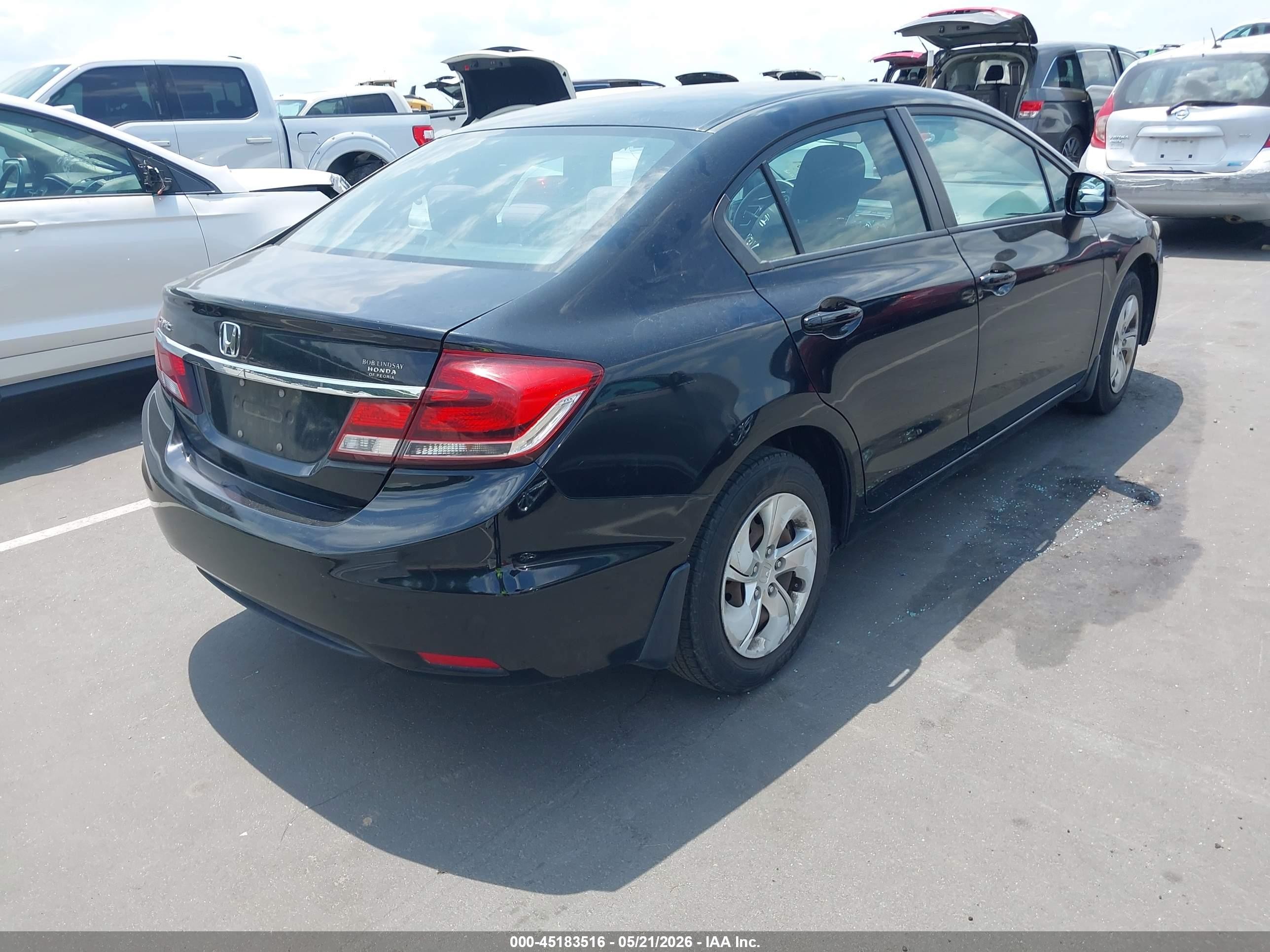 2013 Honda Civic Lx Black vin: 2HGFB2F54DH569567