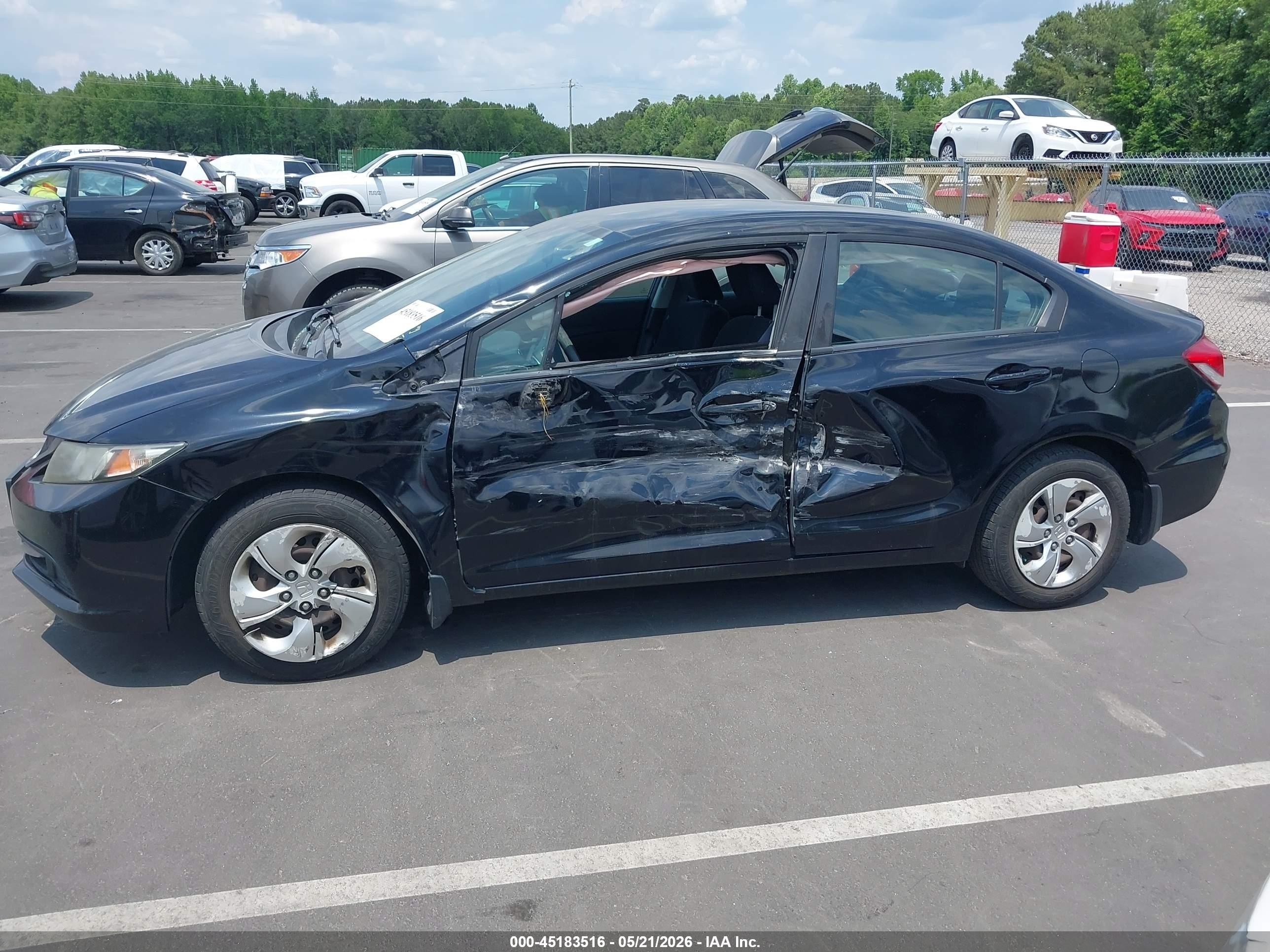2013 Honda Civic Lx Black vin: 2HGFB2F54DH569567
