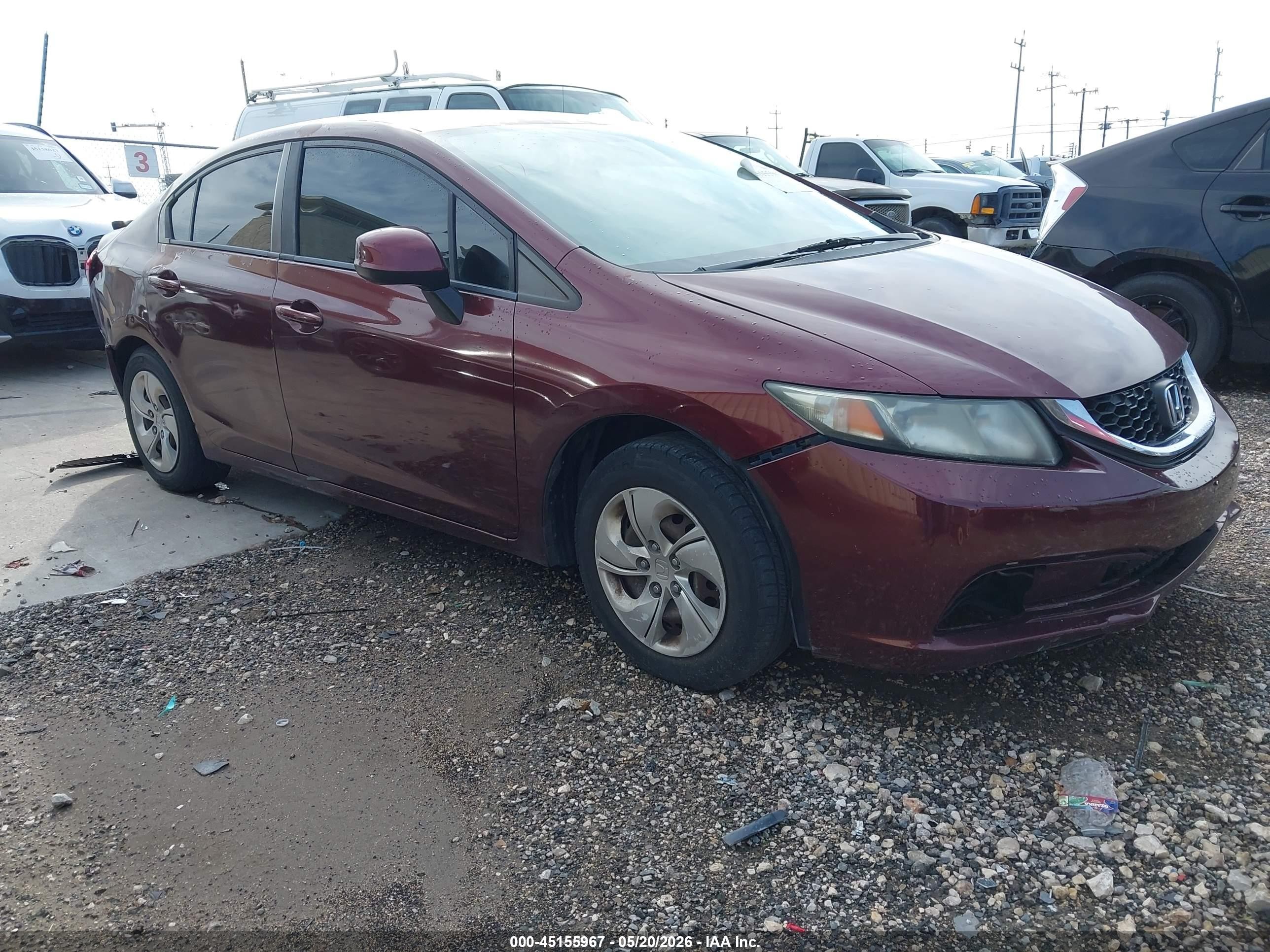 2013 Honda Civic Lx Maroon vin: 2HGFB2F54DH594372