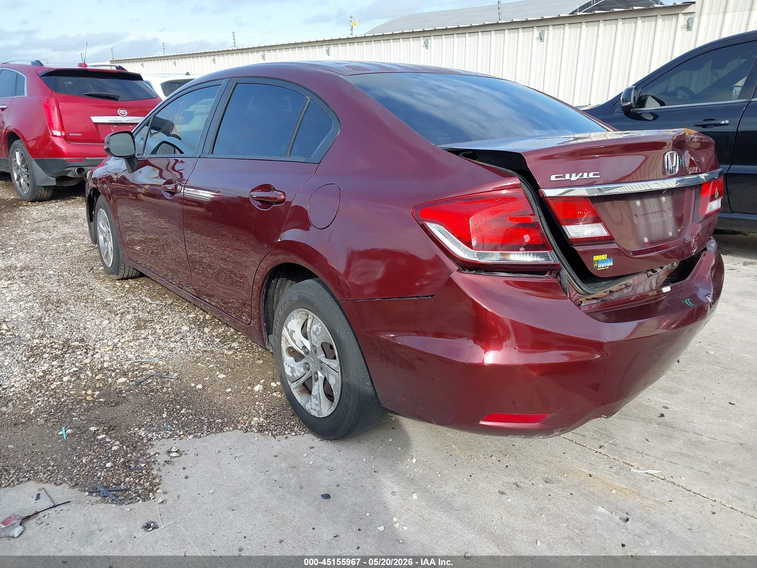 2013 Honda Civic Lx Maroon vin: 2HGFB2F54DH594372
