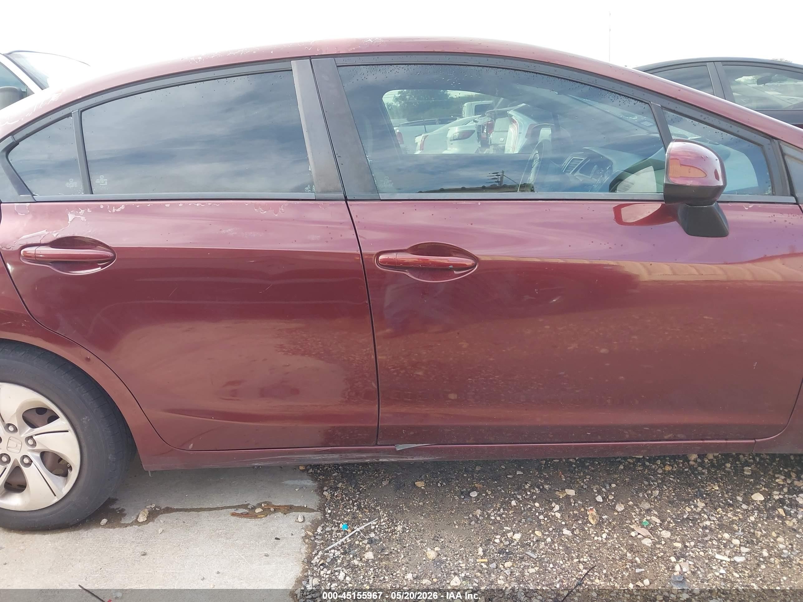 2013 Honda Civic Lx Maroon vin: 2HGFB2F54DH594372