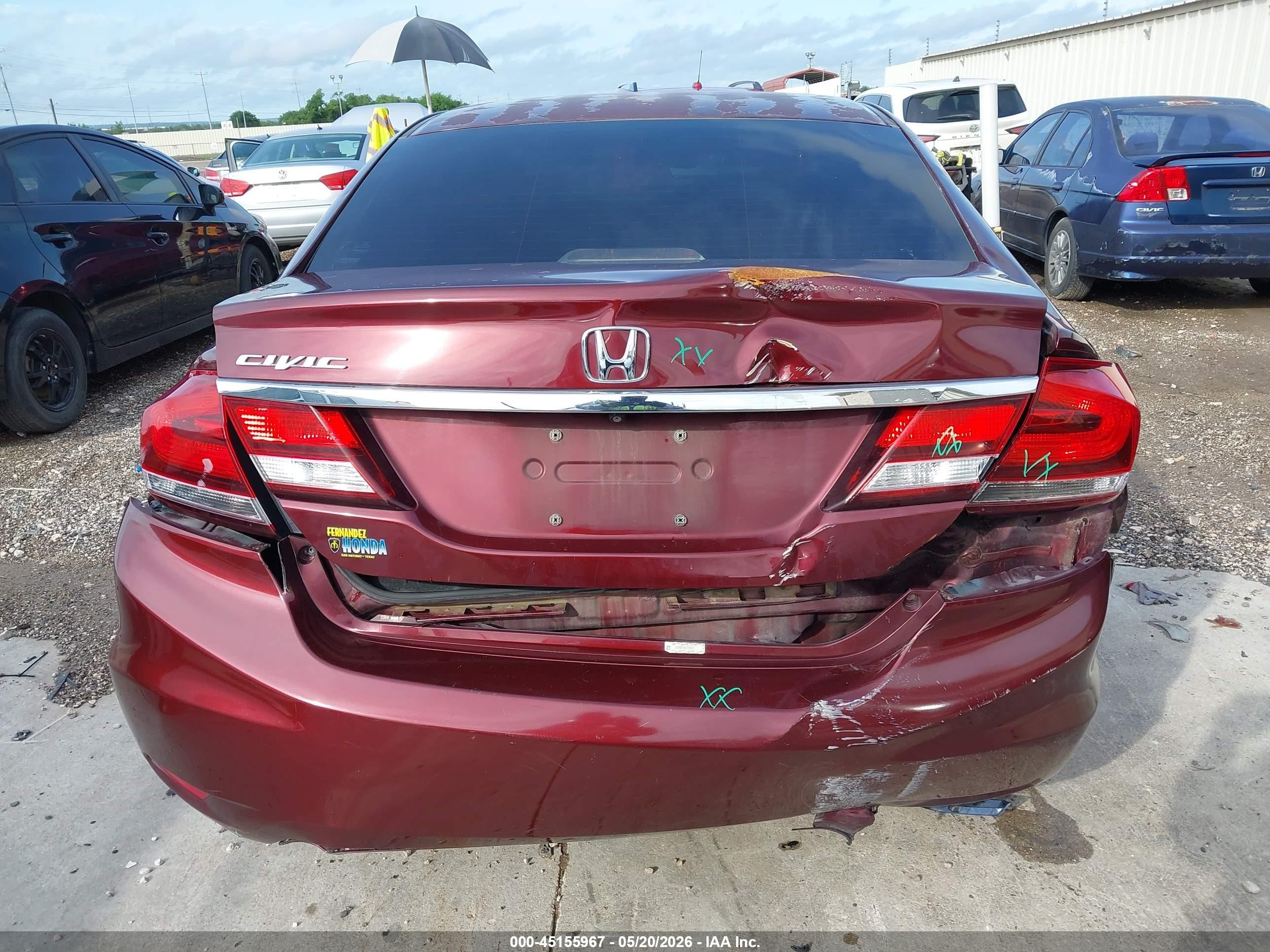 2013 Honda Civic Lx Maroon vin: 2HGFB2F54DH594372