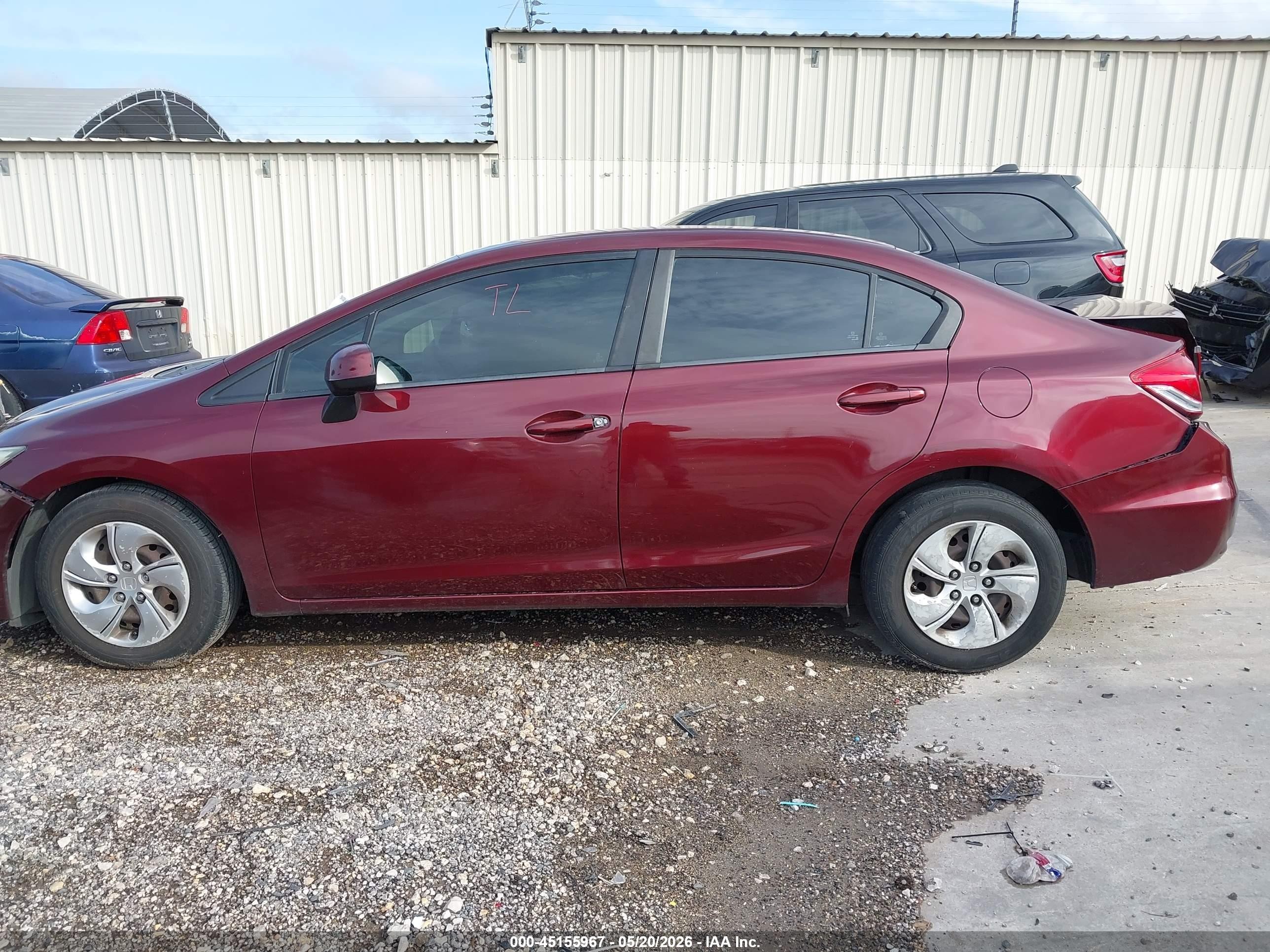2013 Honda Civic Lx Maroon vin: 2HGFB2F54DH594372