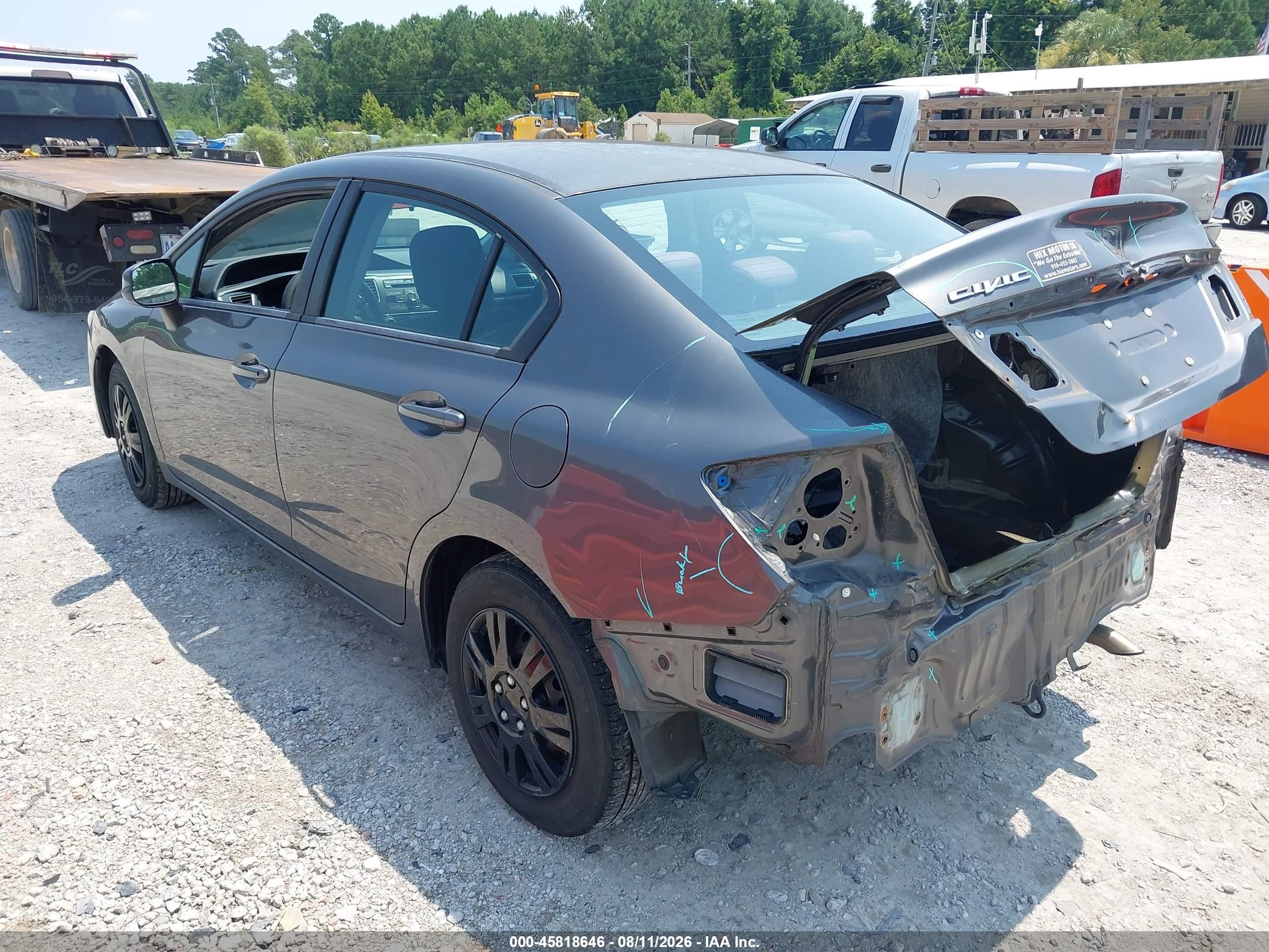 2013 Honda Civic Lx Gray vin: 2HGFB2F54DH600588