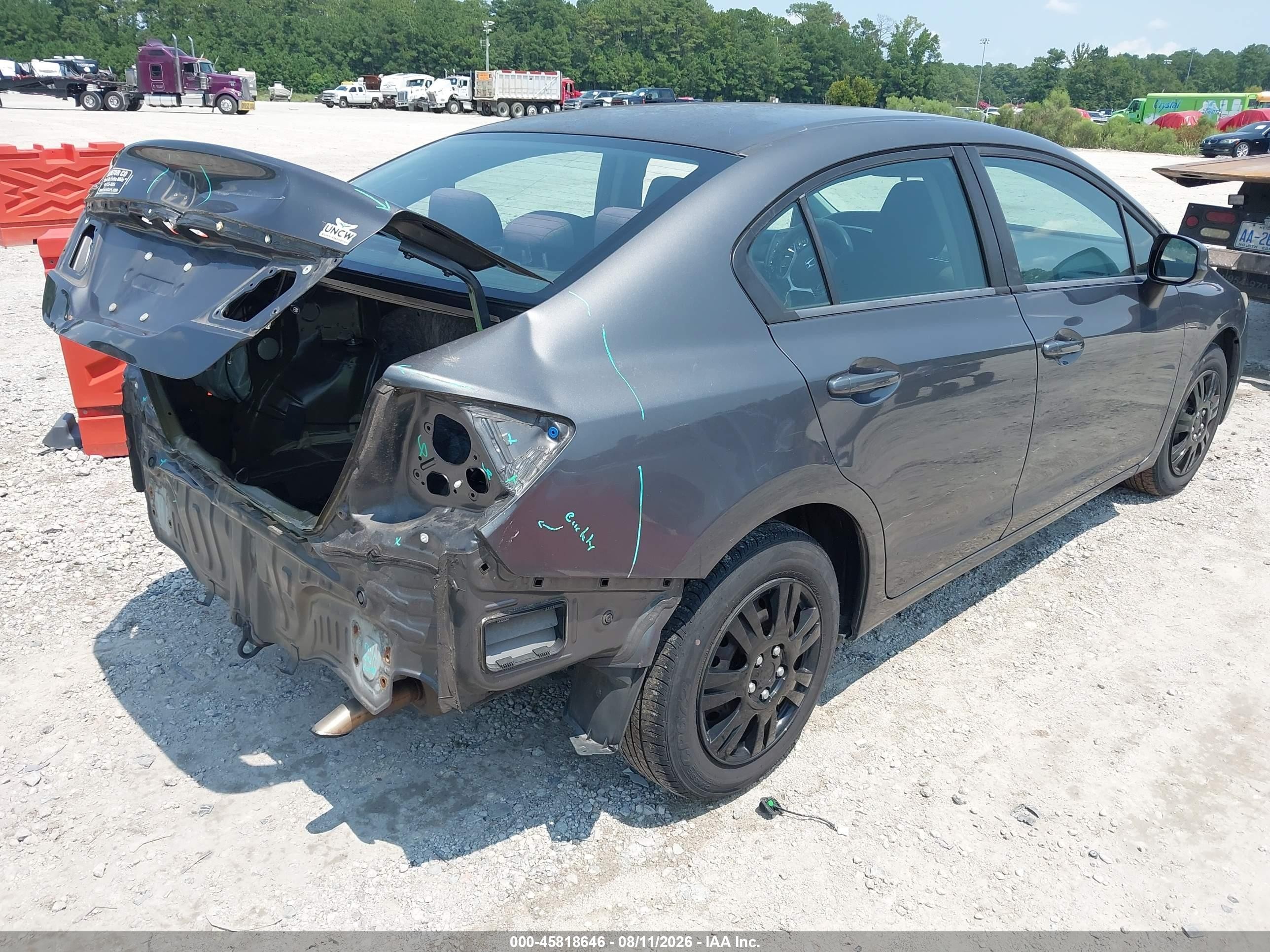 2013 Honda Civic Lx Gray vin: 2HGFB2F54DH600588