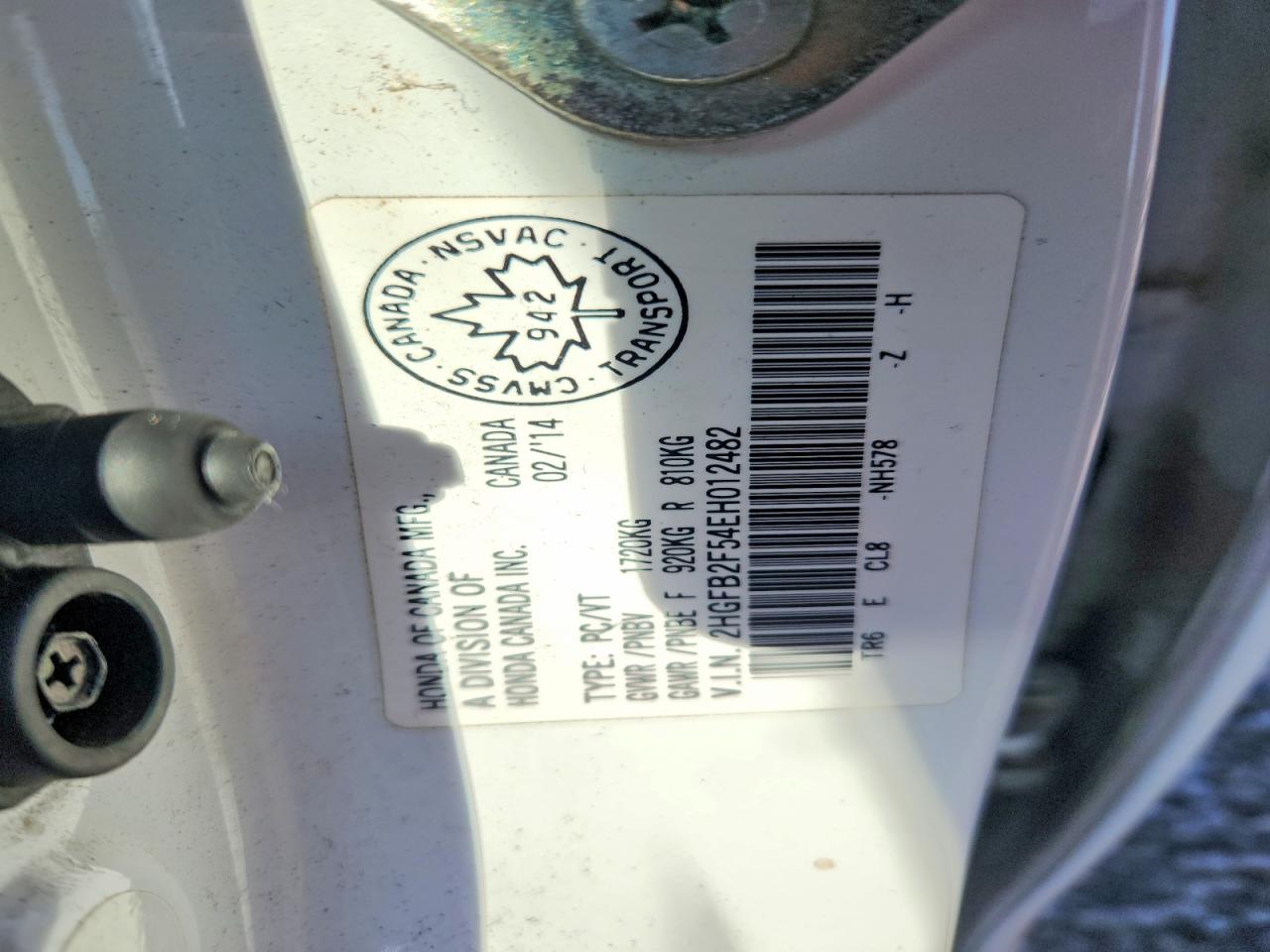 2014 Honda Civic Lx White vin: 2HGFB2F54EH012482