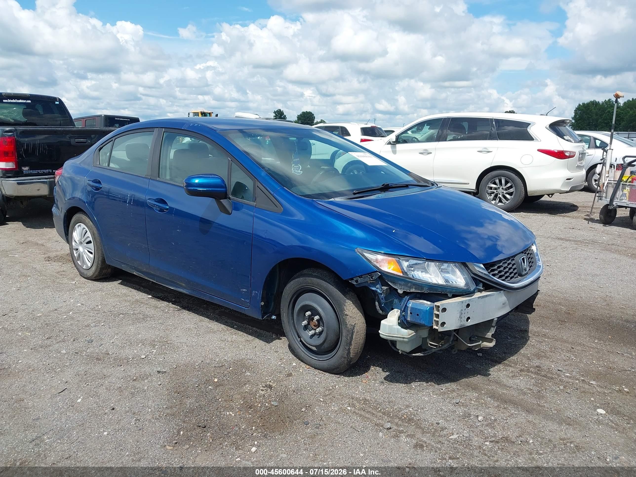 2014 Honda Civic Lx Blue vin: 2HGFB2F54EH501447