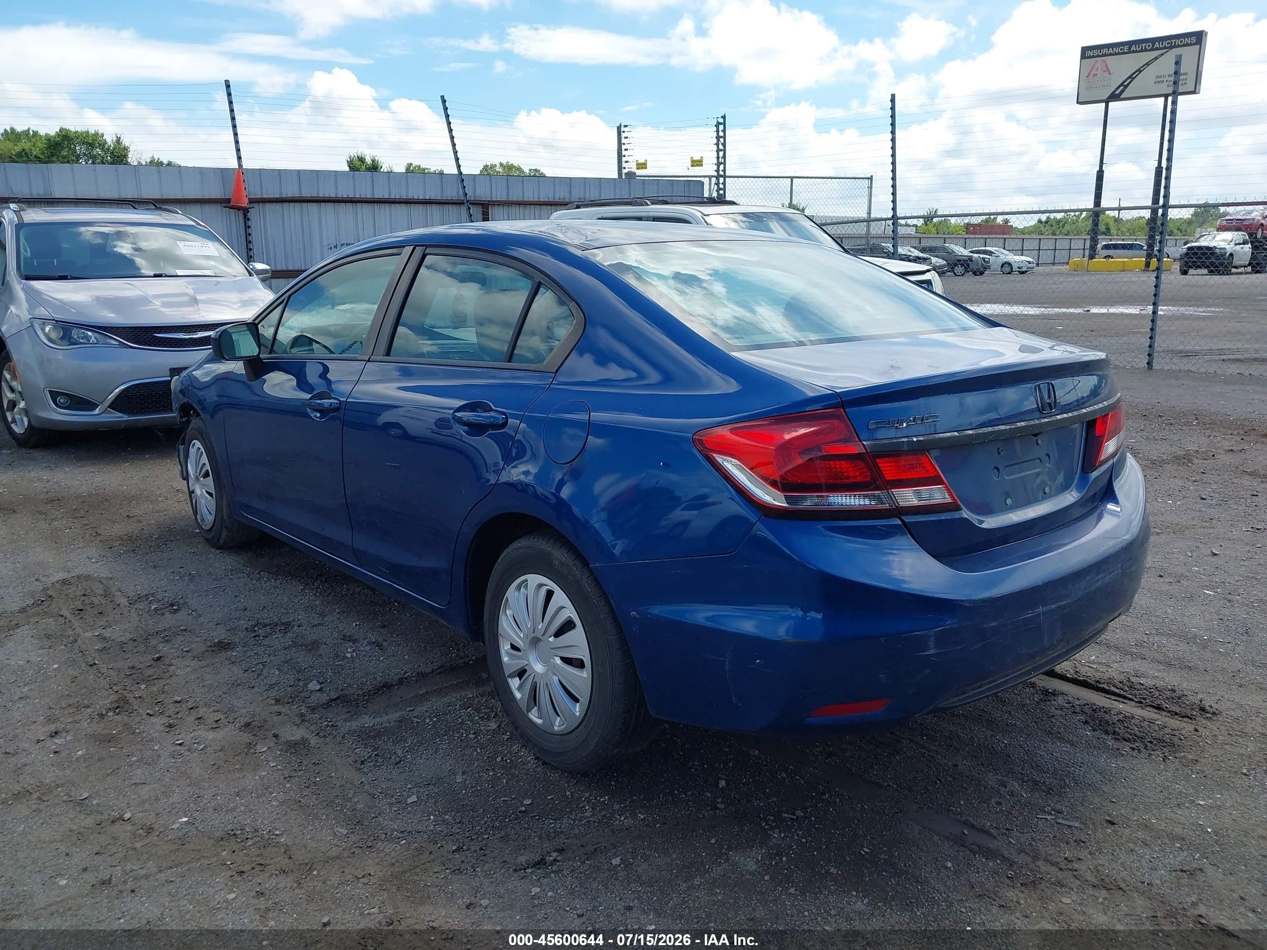 2014 Honda Civic Lx Blue vin: 2HGFB2F54EH501447