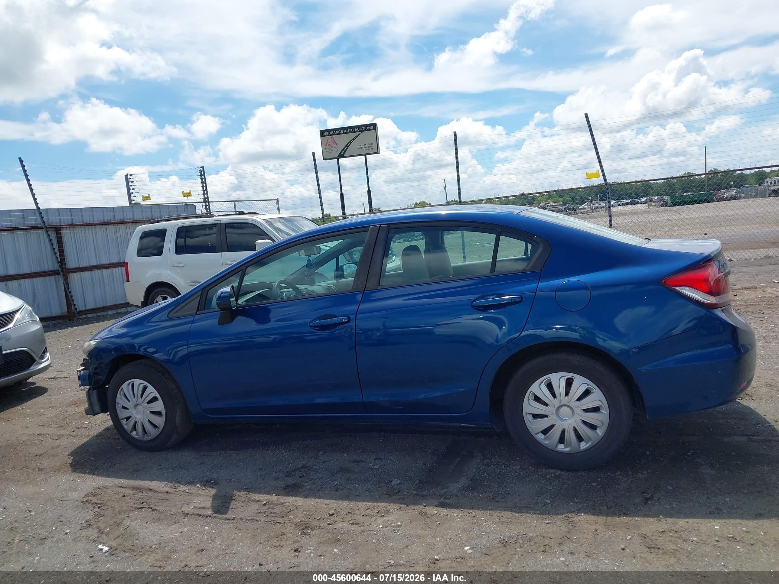 2014 Honda Civic Lx Blue vin: 2HGFB2F54EH501447
