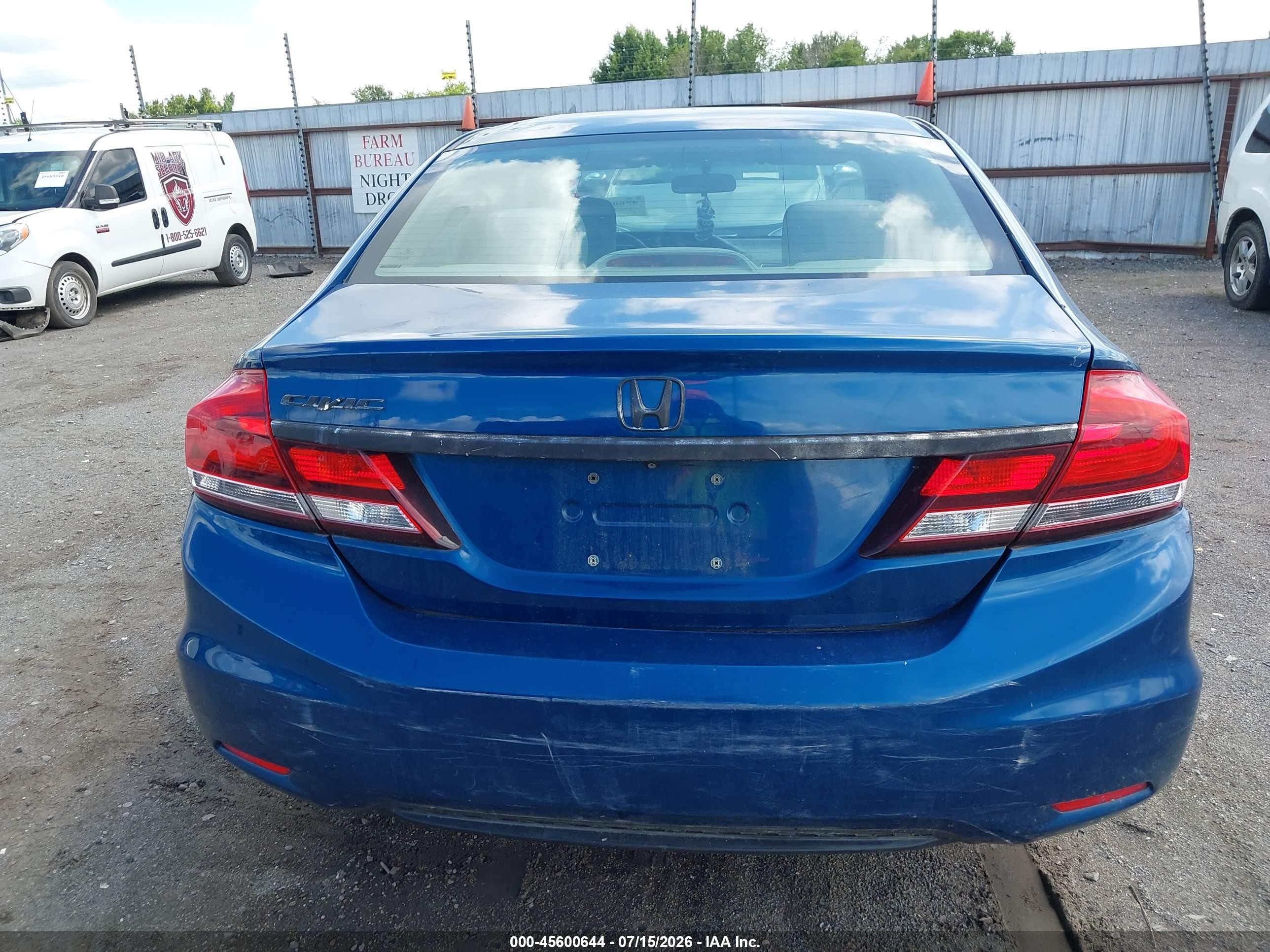 2014 Honda Civic Lx Blue vin: 2HGFB2F54EH501447