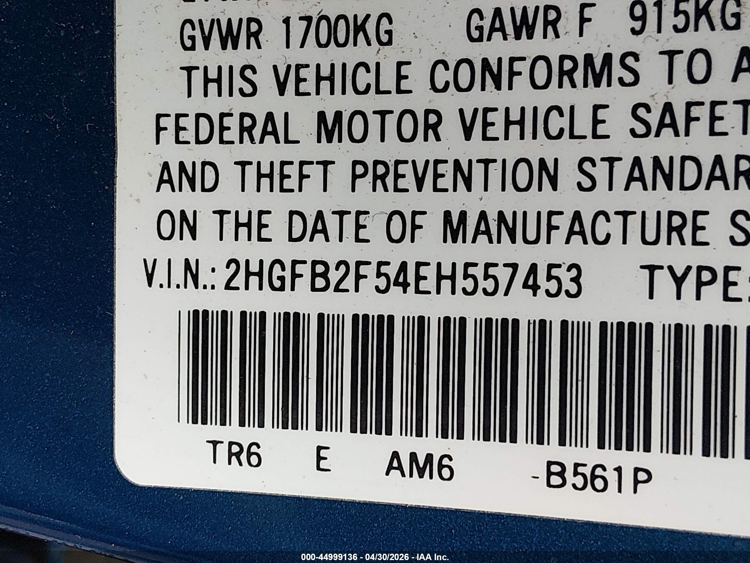 2014 Honda Civic Lx Blue vin: 2HGFB2F54EH557453