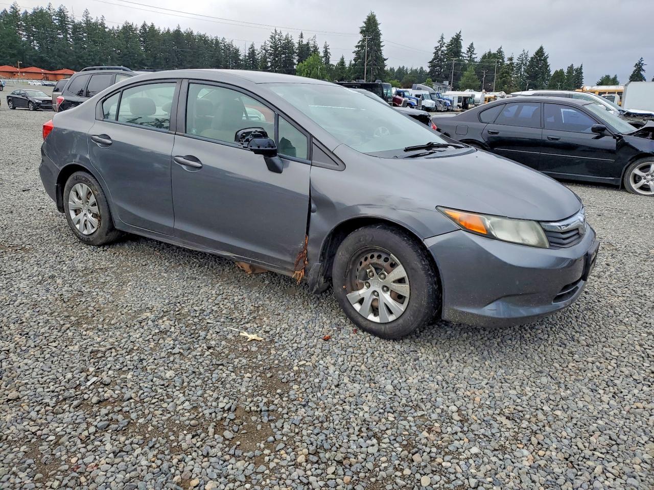 2012 Honda Civic Lx Gray vin: 2HGFB2F55CH302050