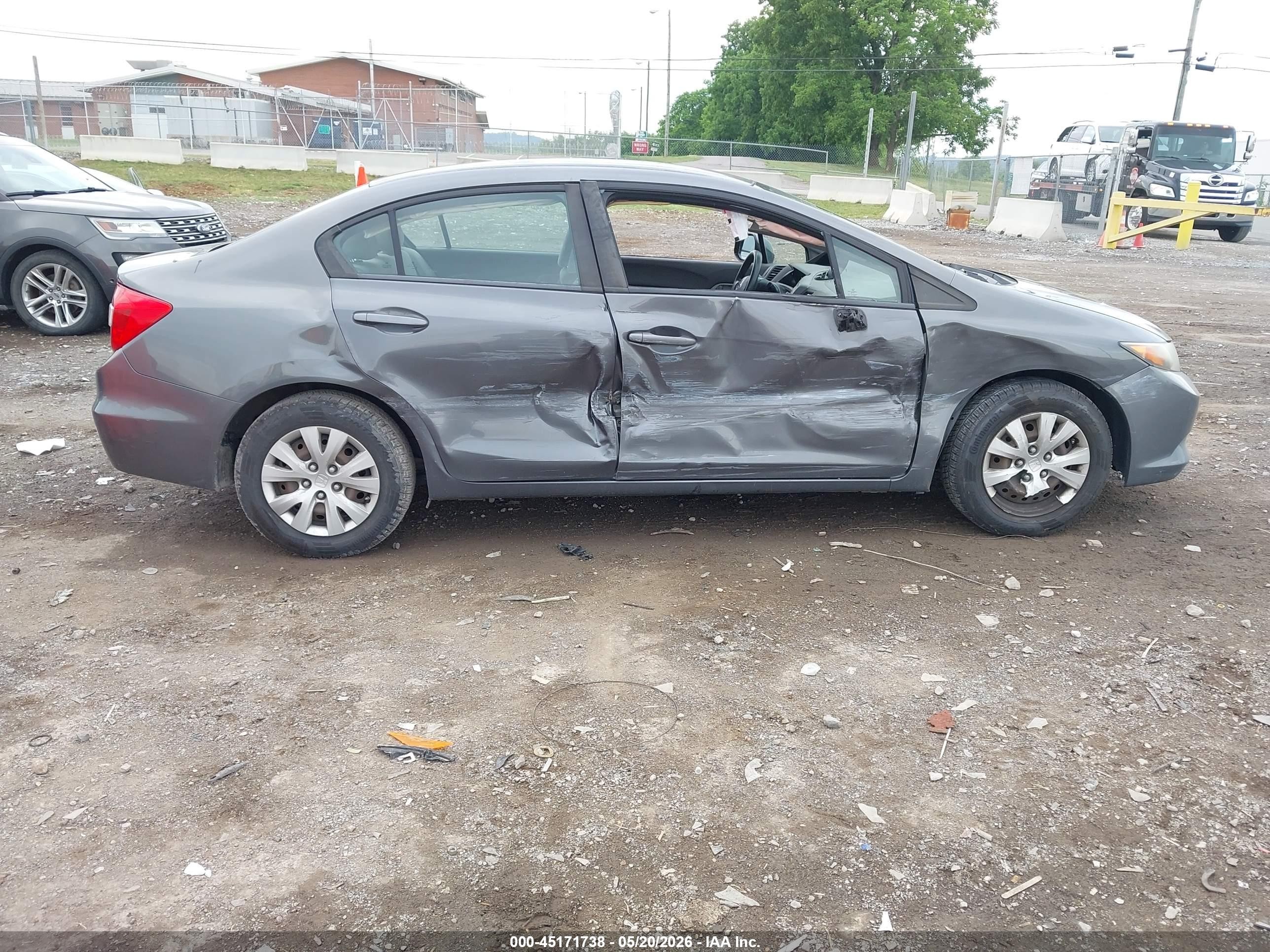 2012 Honda Civic Lx Gray vin: 2HGFB2F55CH319897