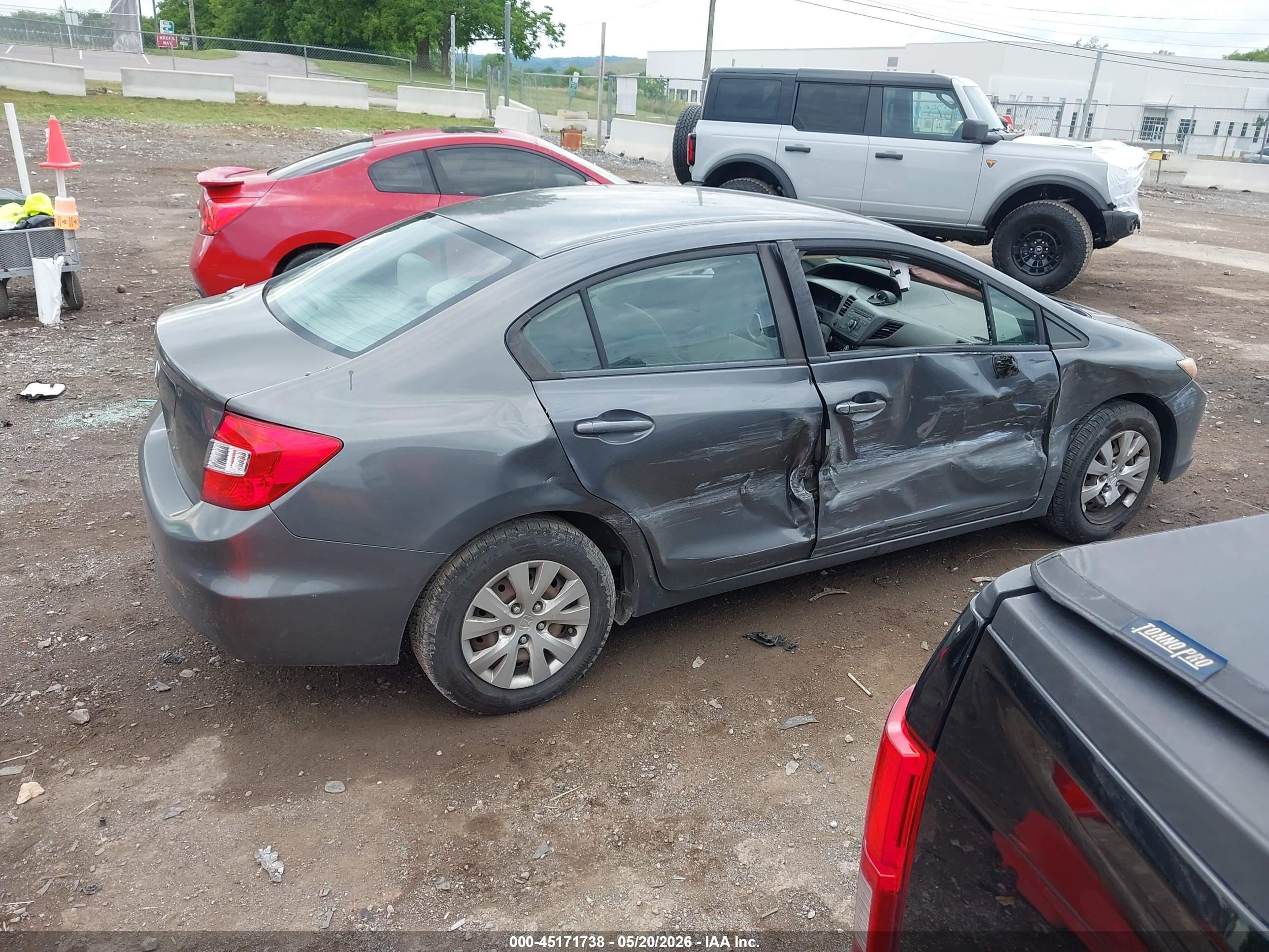 2012 Honda Civic Lx Gray vin: 2HGFB2F55CH319897