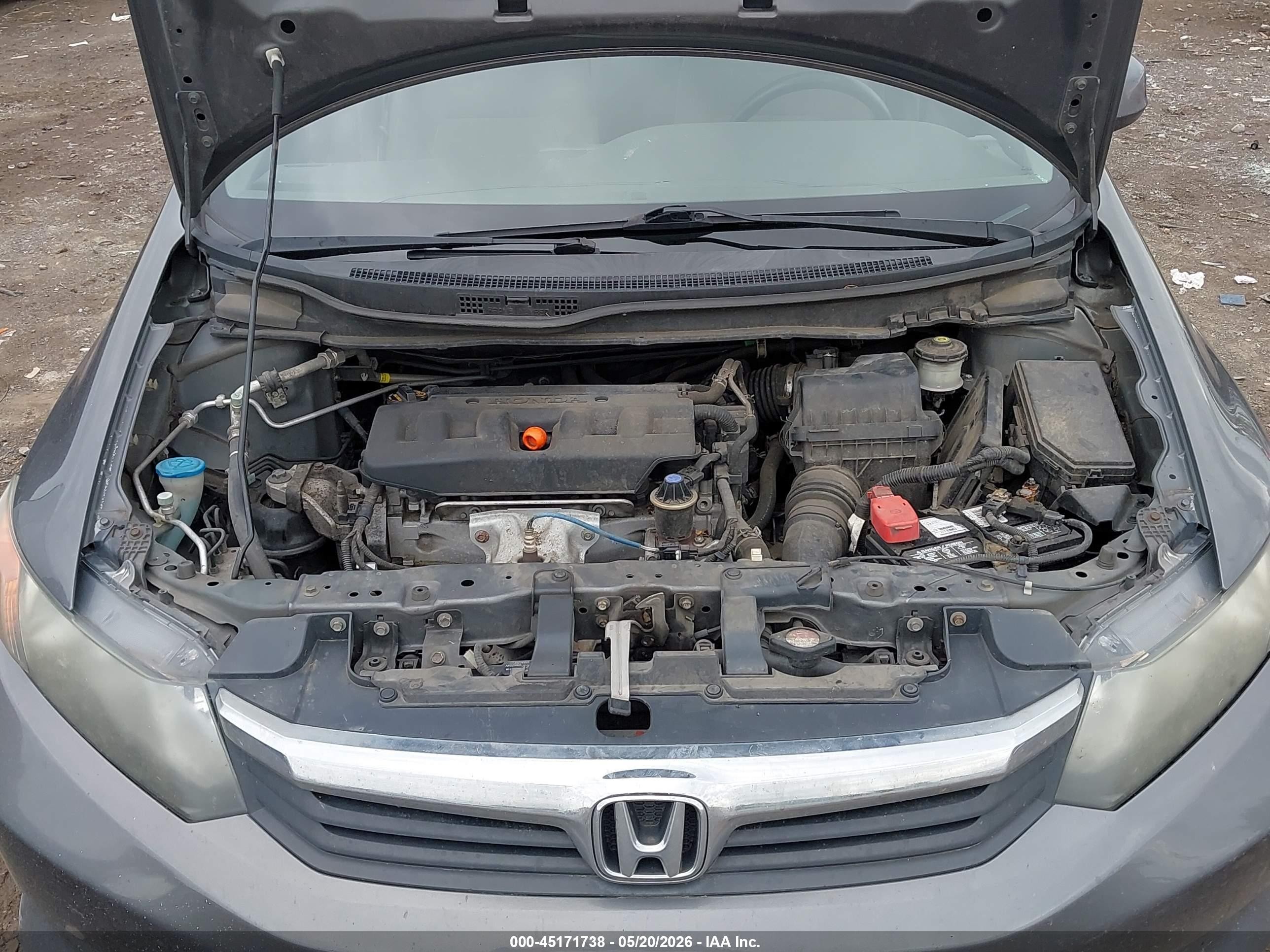 2012 Honda Civic Lx Gray vin: 2HGFB2F55CH319897