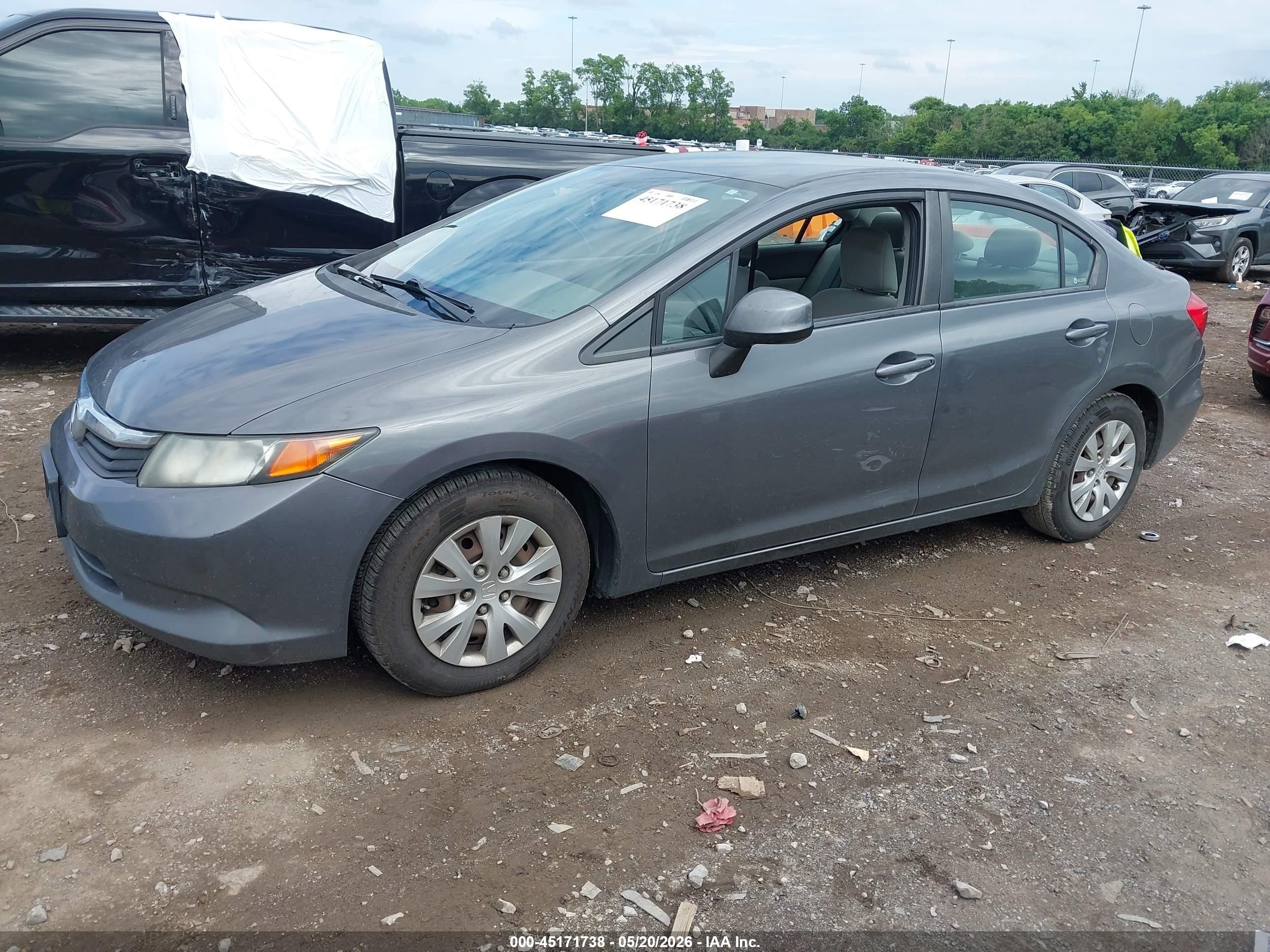 2012 Honda Civic Lx Gray vin: 2HGFB2F55CH319897