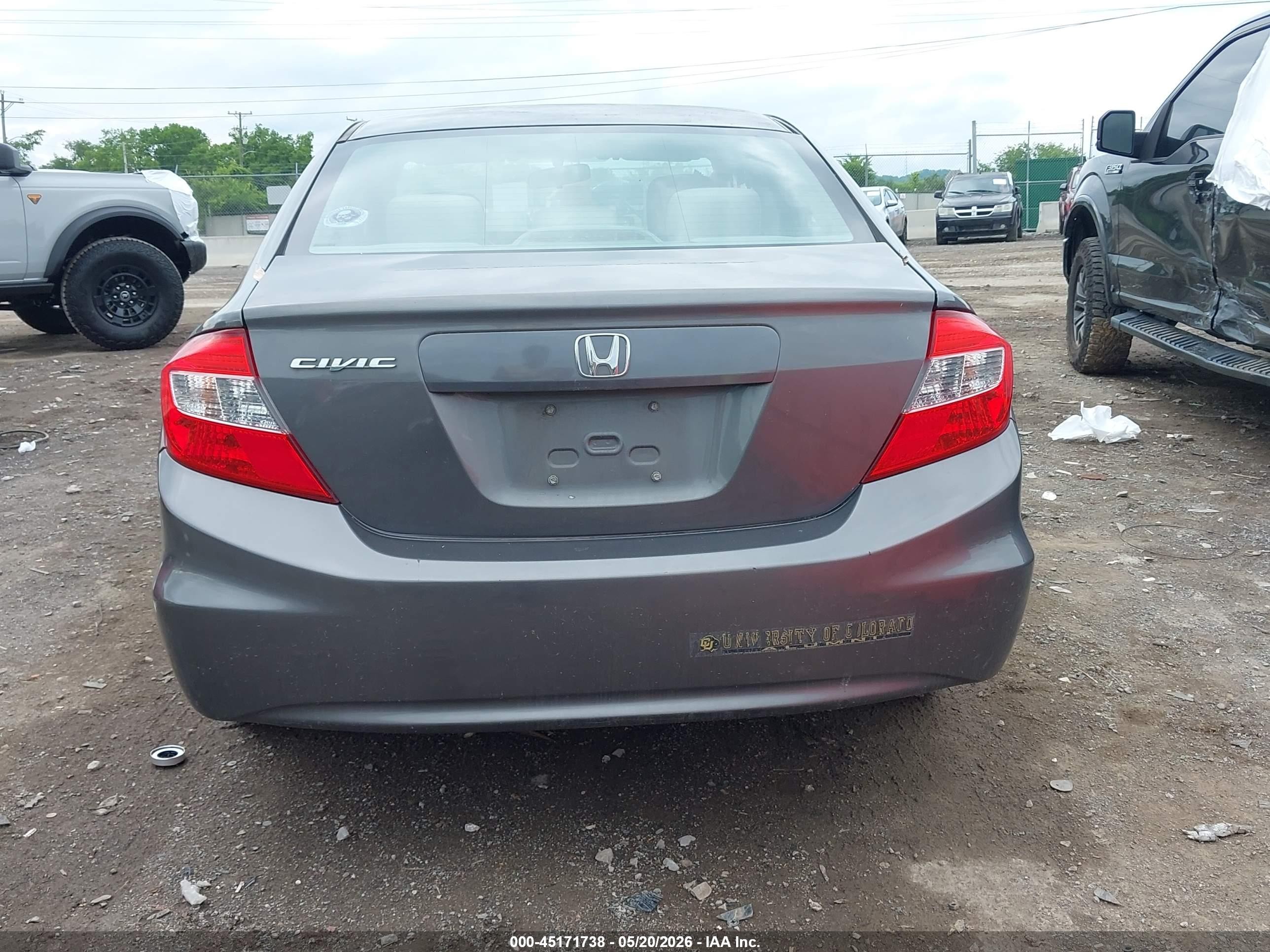 2012 Honda Civic Lx Gray vin: 2HGFB2F55CH319897