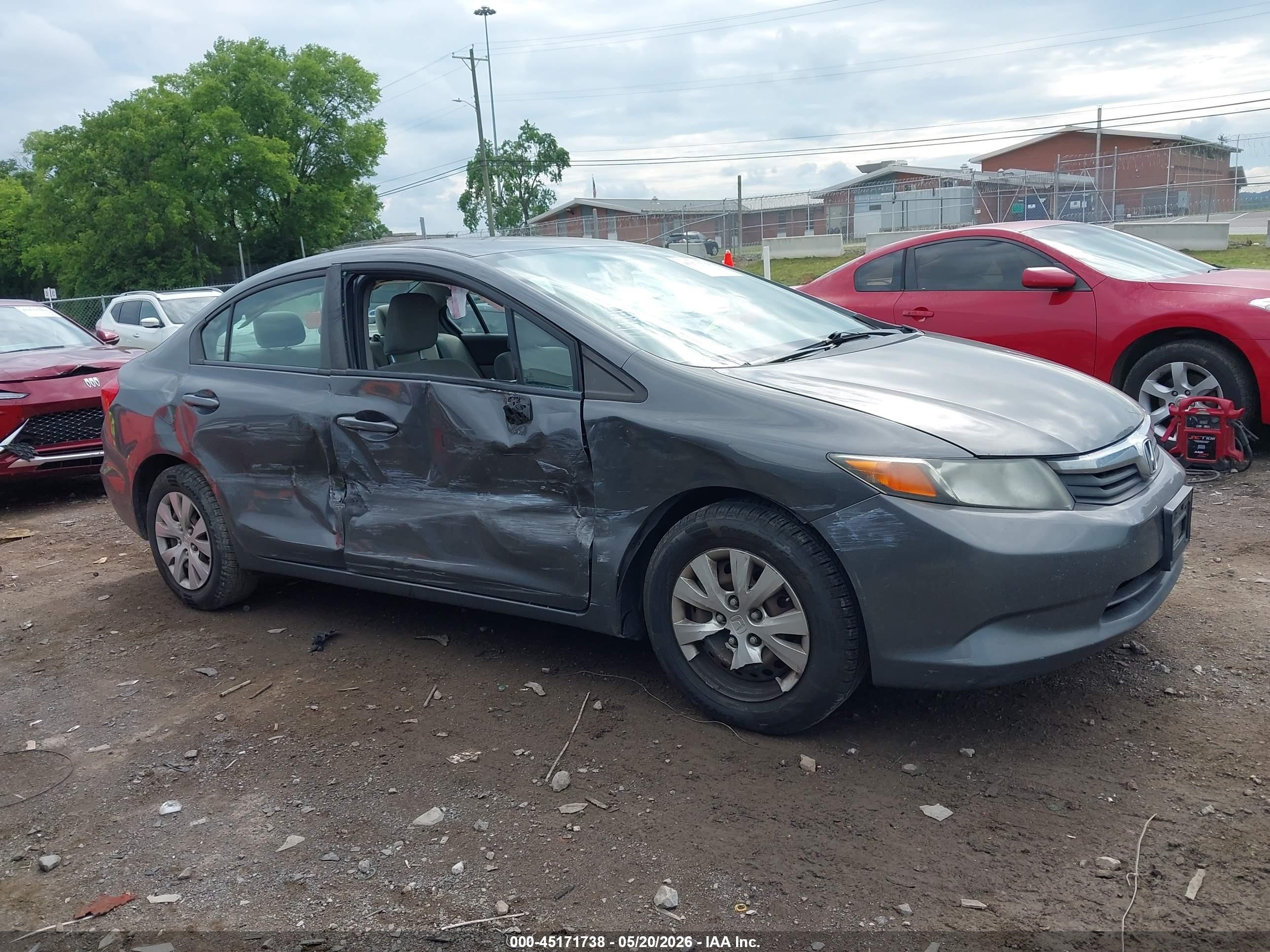 2012 Honda Civic Lx Gray vin: 2HGFB2F55CH319897