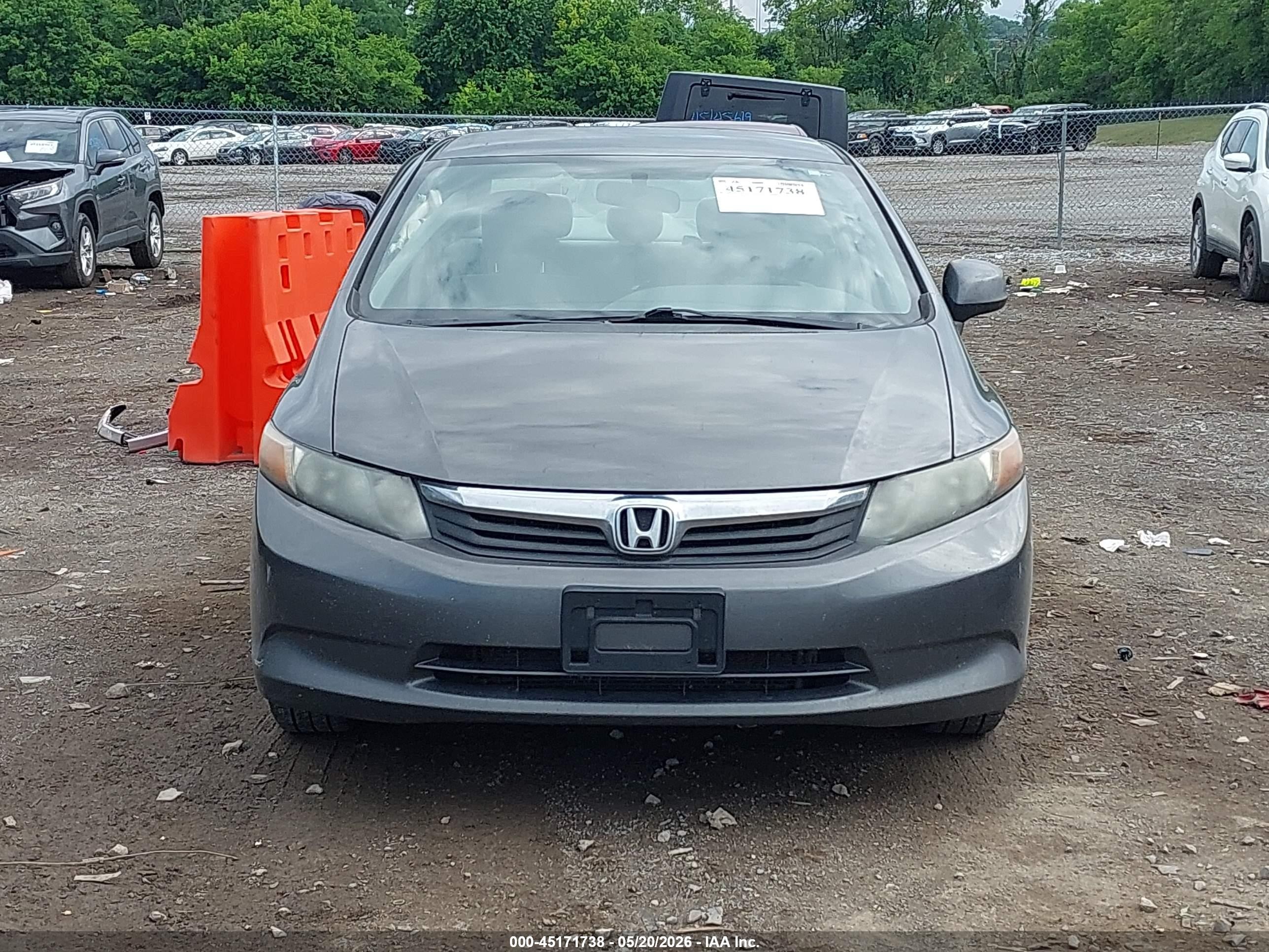 2012 Honda Civic Lx Gray vin: 2HGFB2F55CH319897