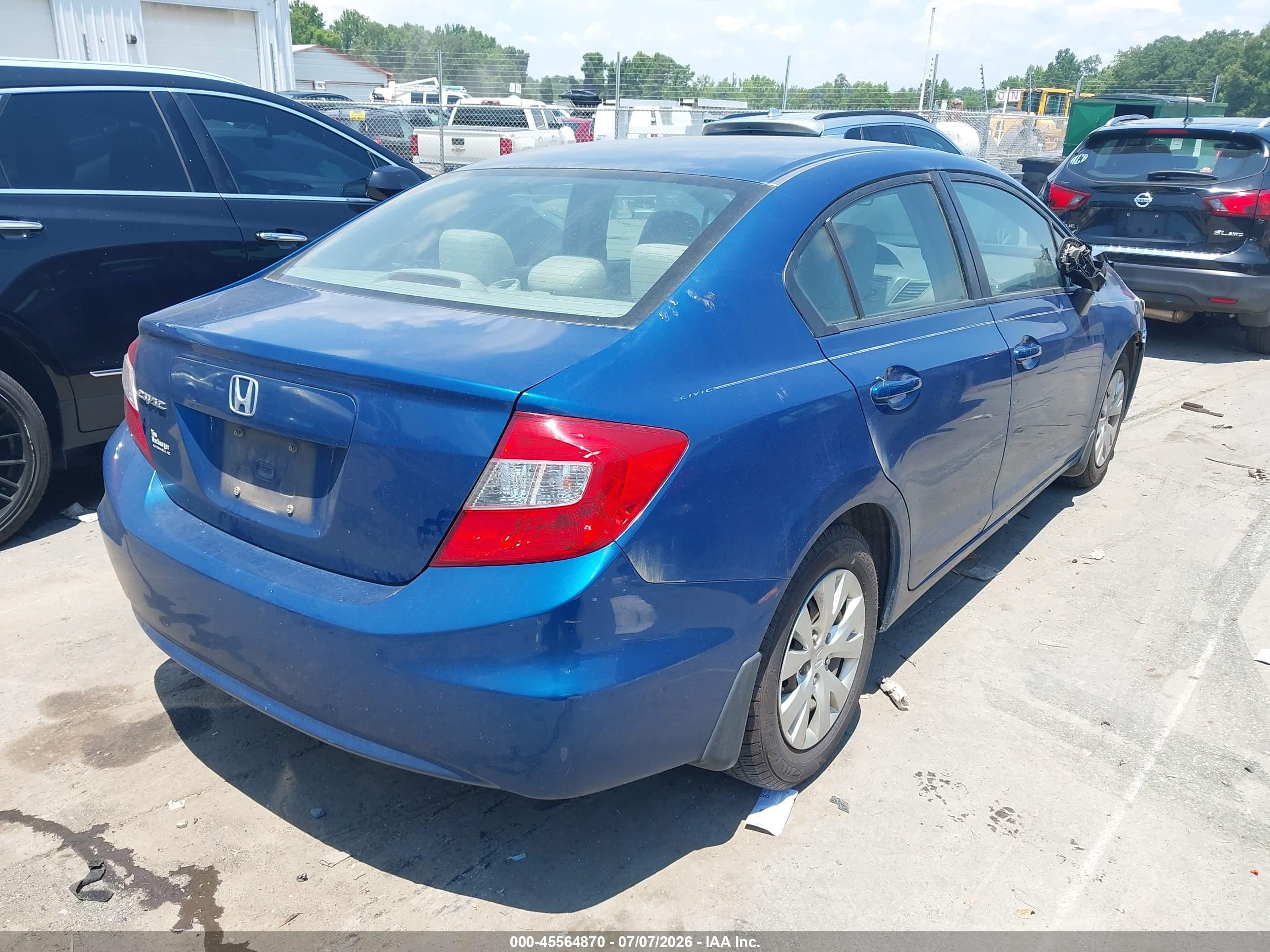 2012 Honda Civic Lx Blue vin: 2HGFB2F55CH502281