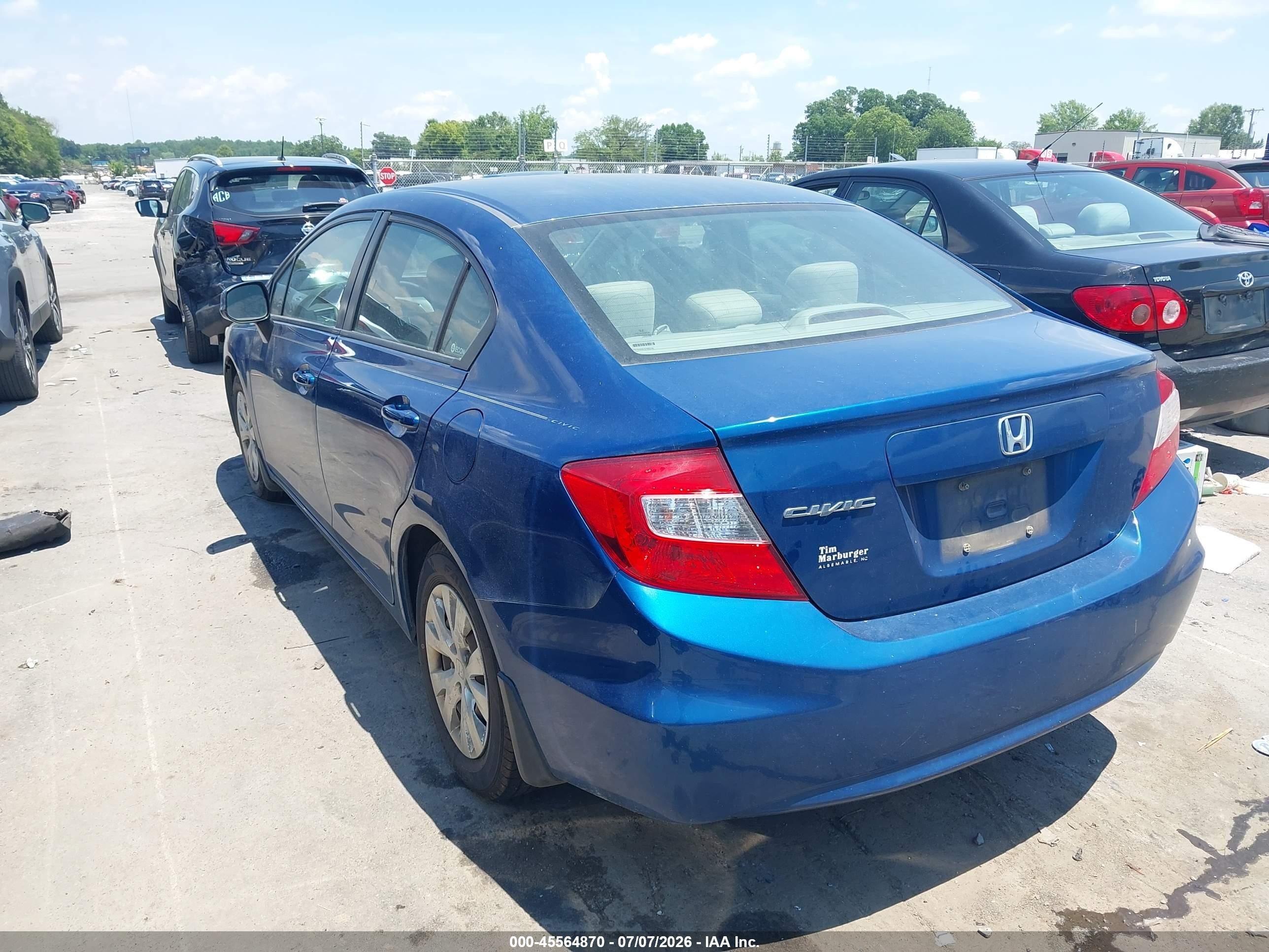 2012 Honda Civic Lx Blue vin: 2HGFB2F55CH502281