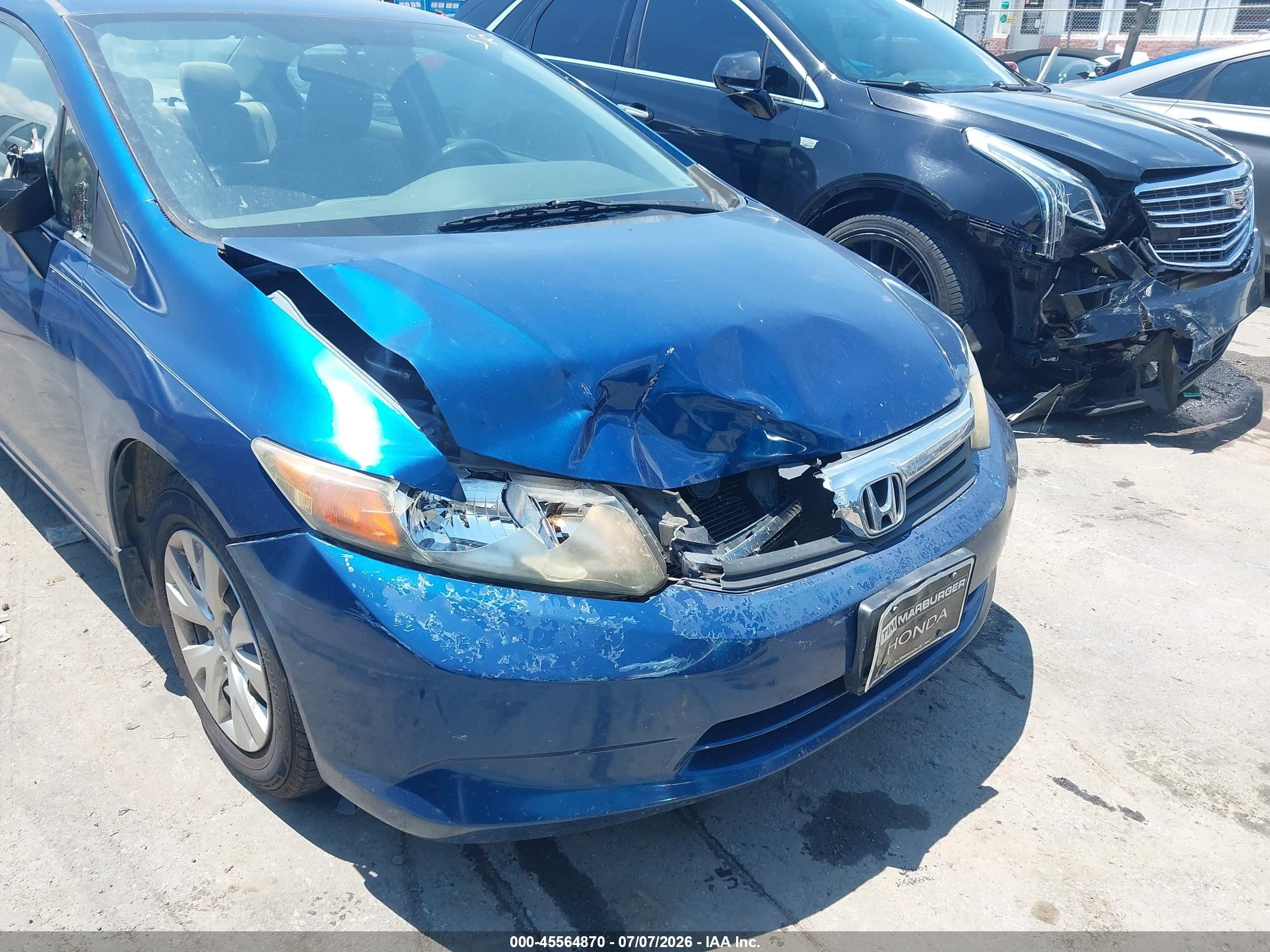 2012 Honda Civic Lx Blue vin: 2HGFB2F55CH502281