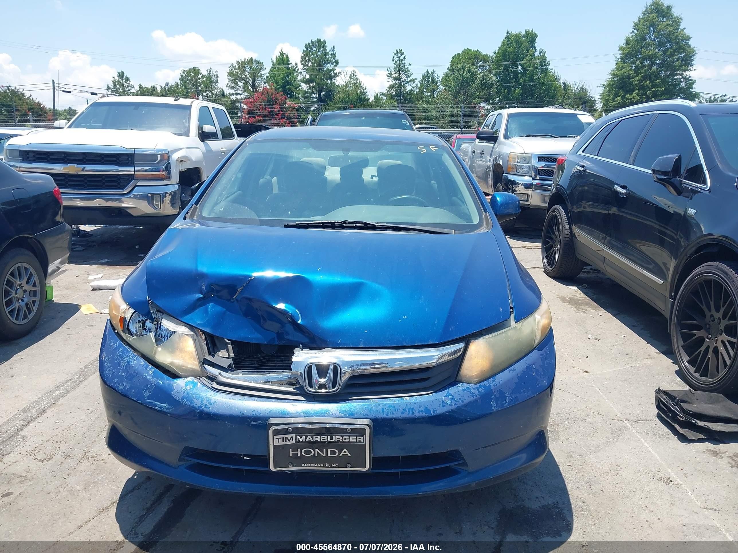 2012 Honda Civic Lx Blue vin: 2HGFB2F55CH502281