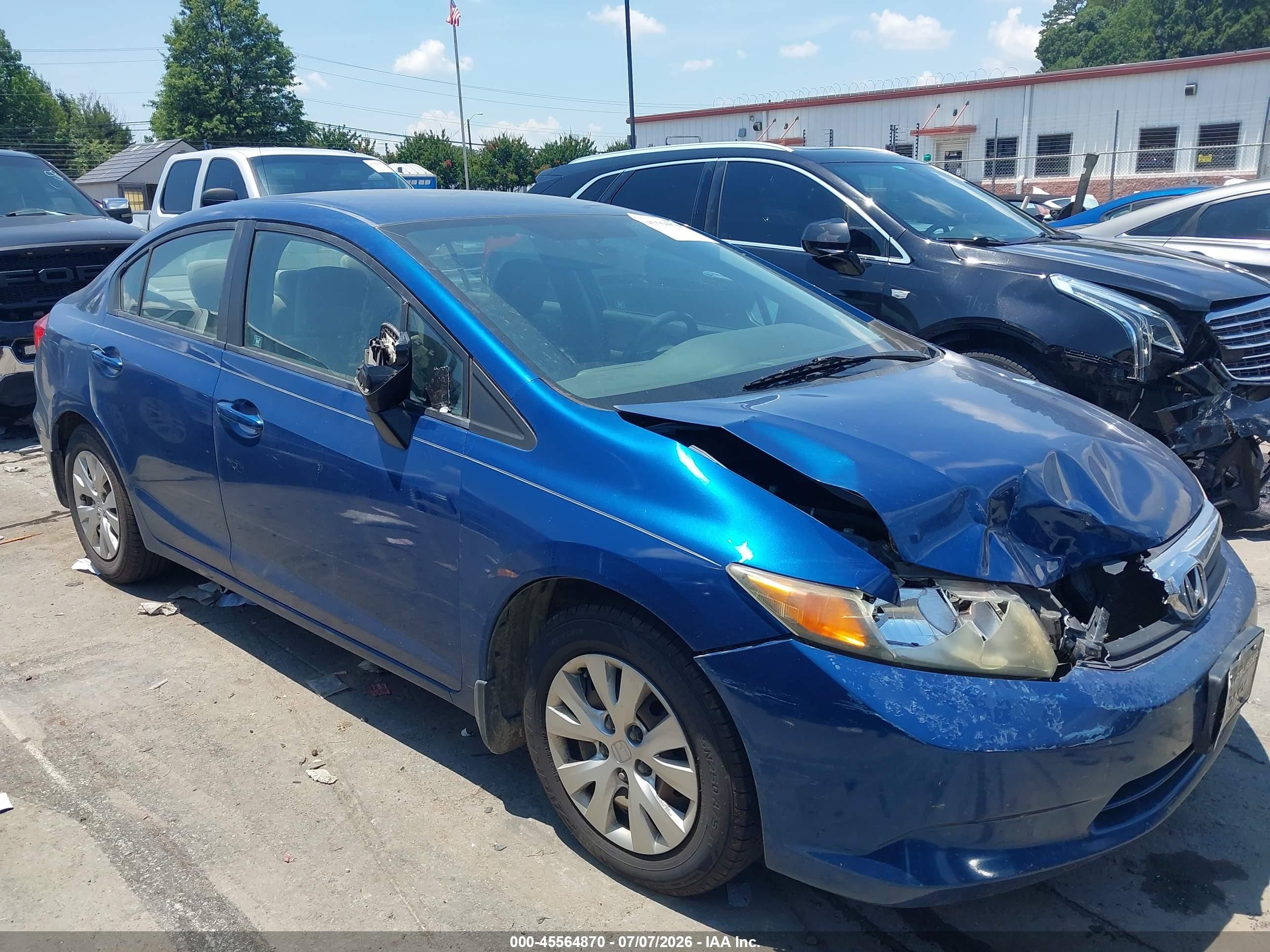 2012 Honda Civic Lx Blue vin: 2HGFB2F55CH502281