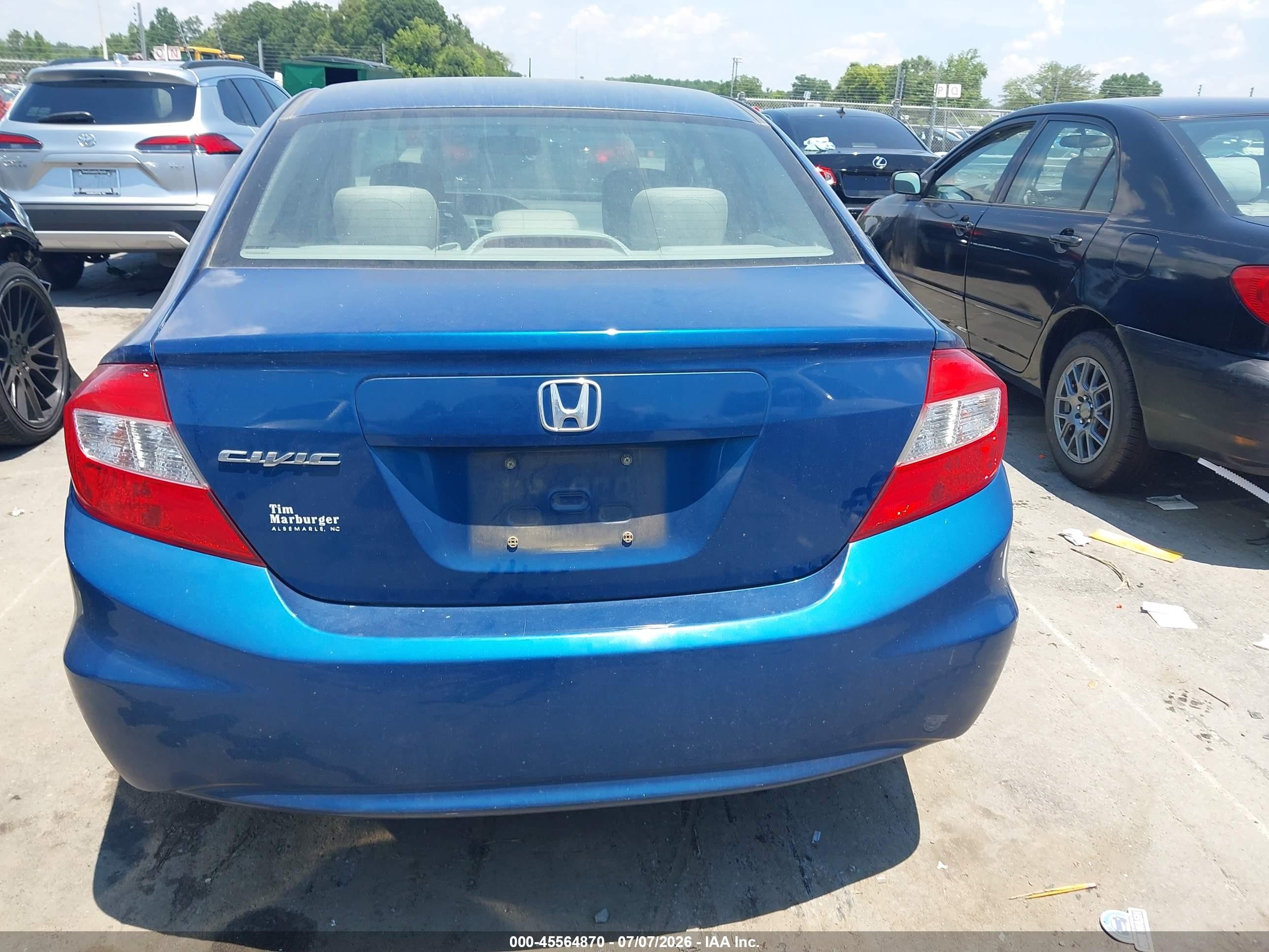 2012 Honda Civic Lx Blue vin: 2HGFB2F55CH502281
