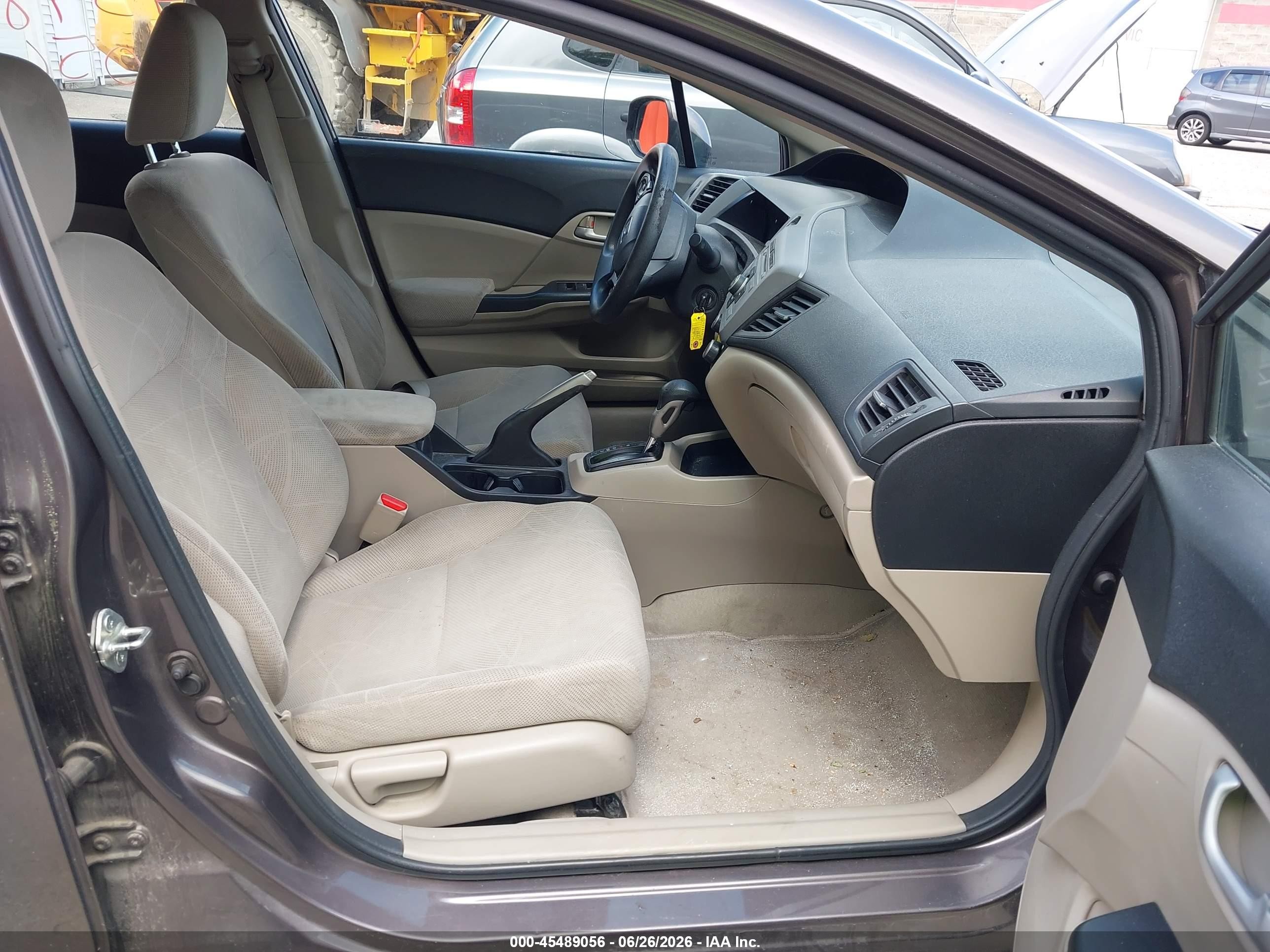 2012 Honda Civic Lx Tan vin: 2HGFB2F55CH503625