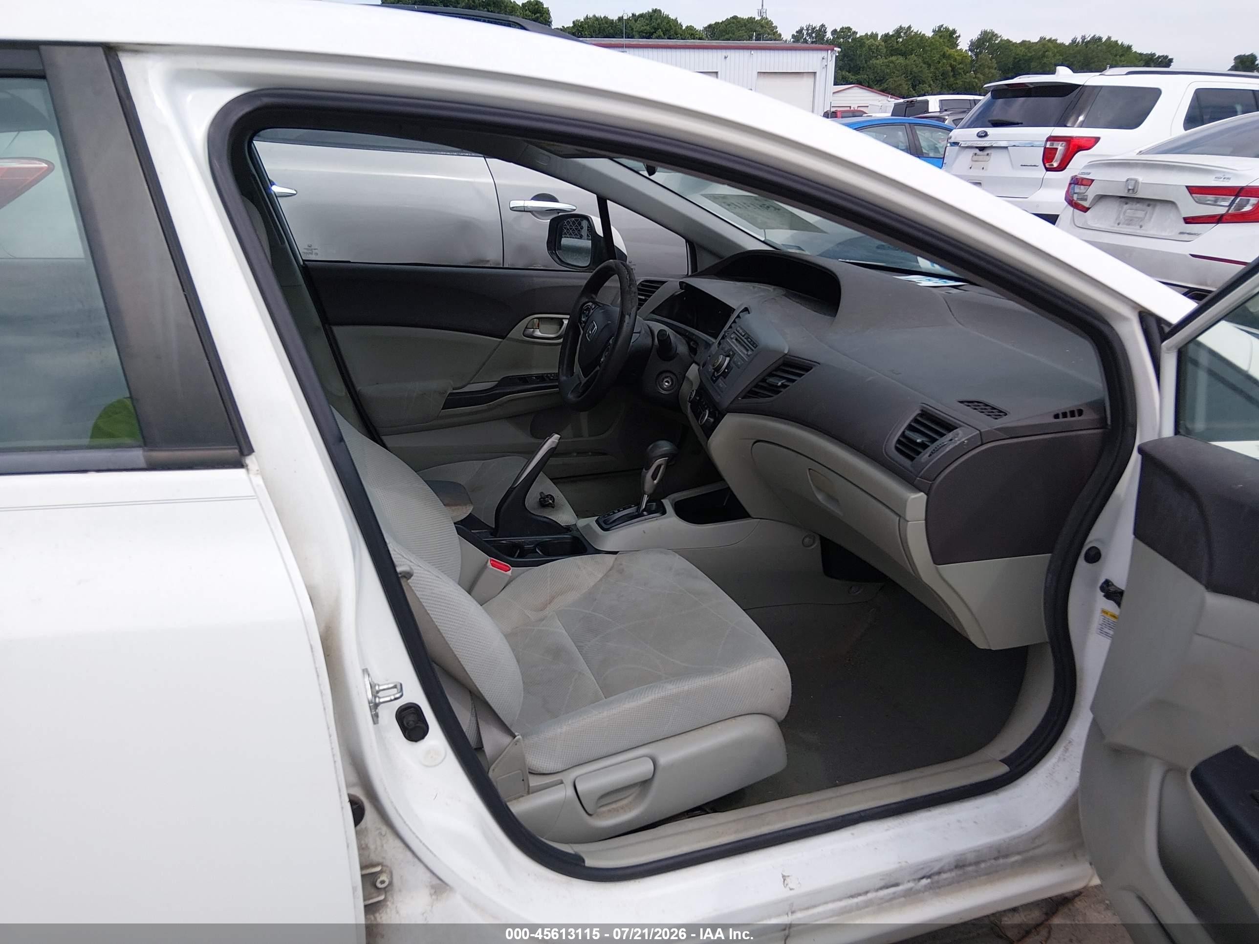 2012 Honda Civic Lx White vin: 2HGFB2F55CH539430