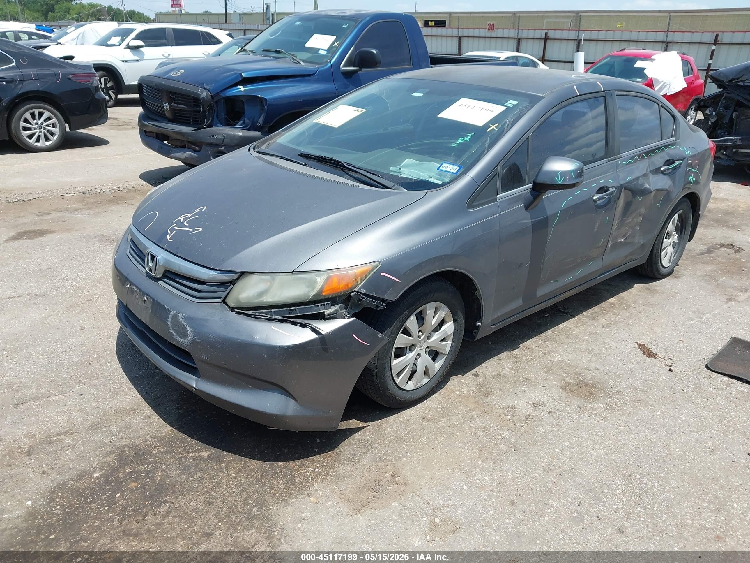 2012 Honda Civic Lx Gray vin: 2HGFB2F55CH561525